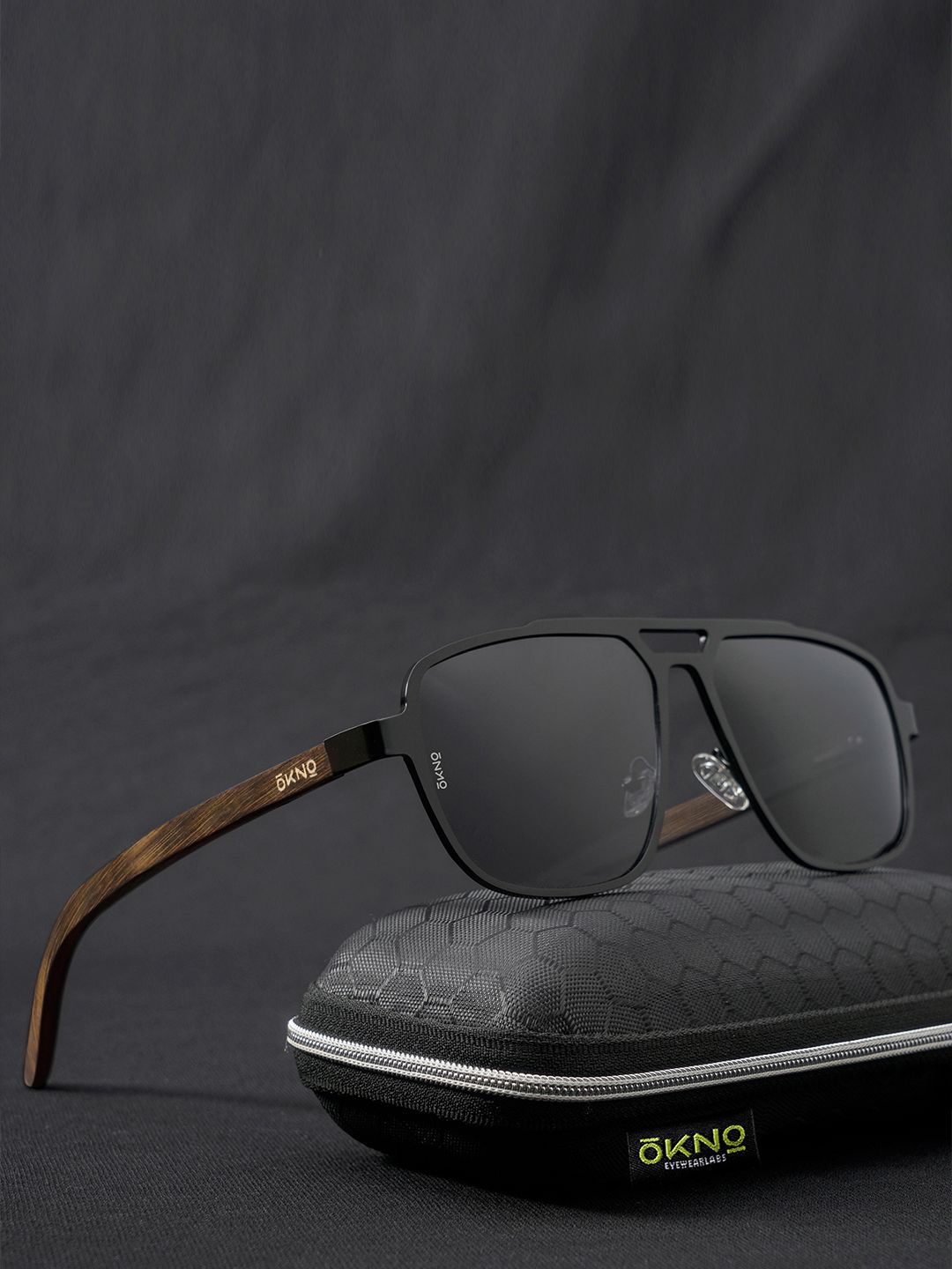 Buy OKNO Polarised and UV Protected Lens Unisex Wood Black Medium