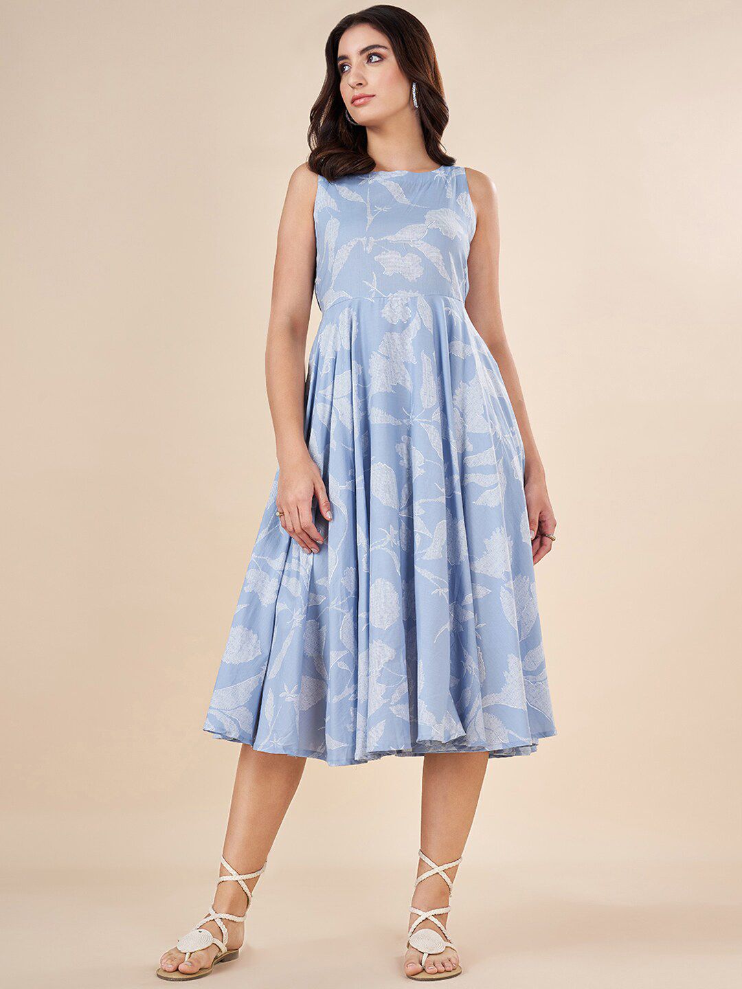 AKKRITI BY PANTALOONS Print Fit & Flare Midi Dress