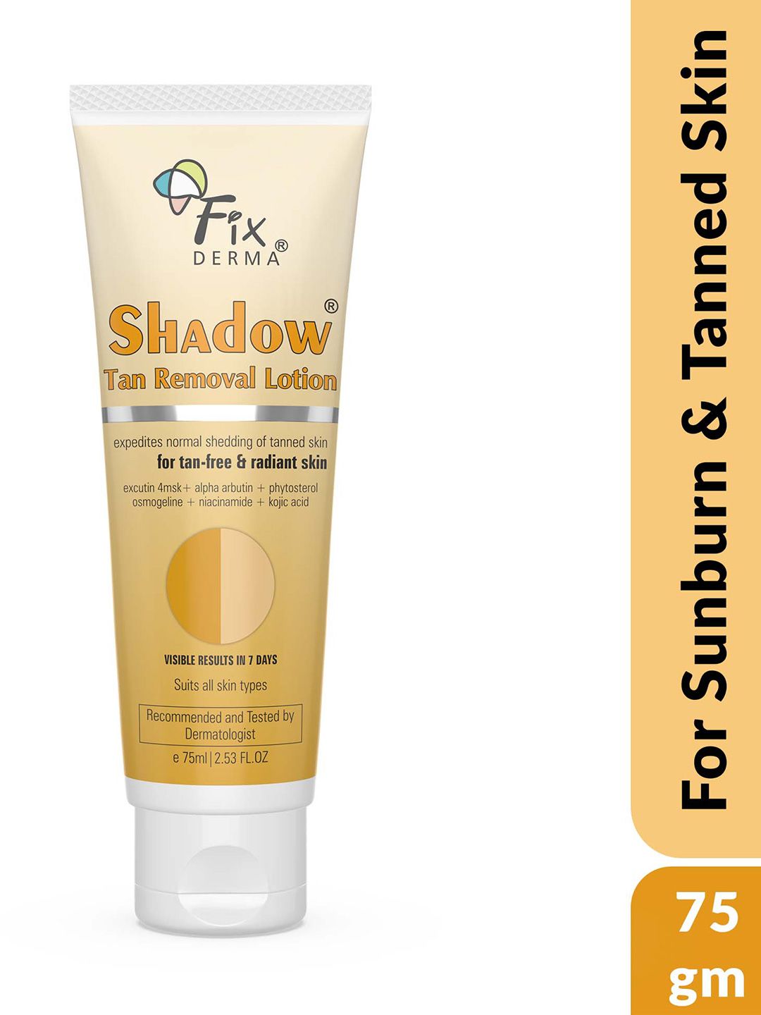 FIXDERMA Shadow Tan Removal Lotion with Alpha Arbutin & Niacinamide - 75 ml