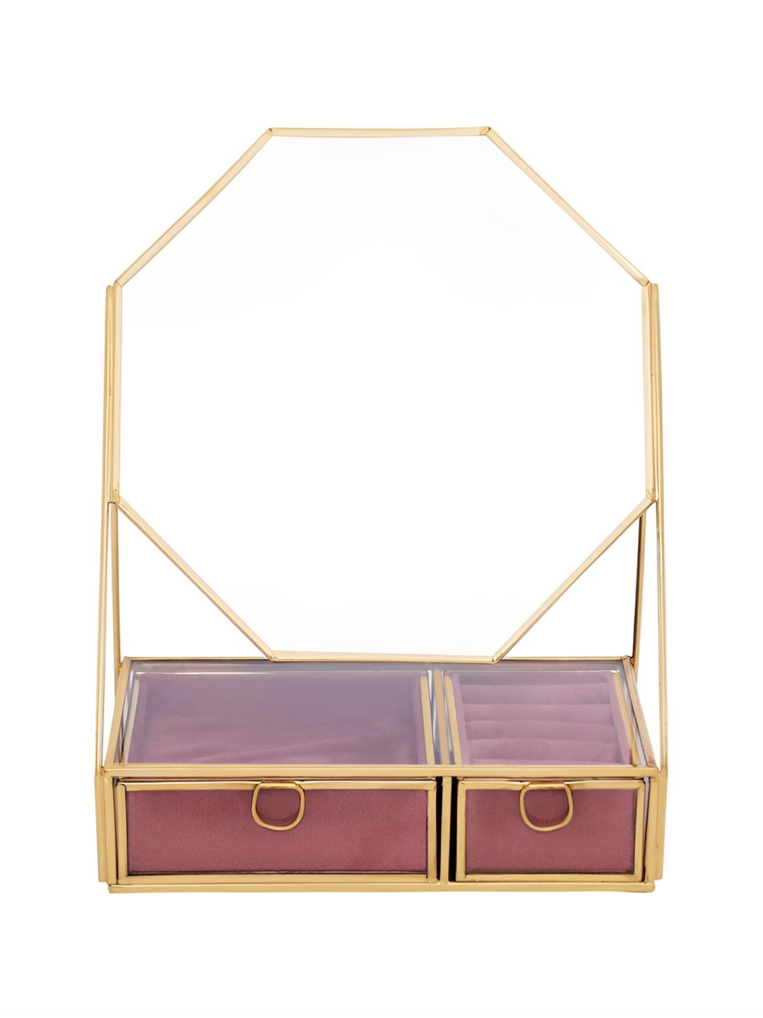 THE HOME CO. Pink & Gold Toned Textured Glass Jewellery Organiser