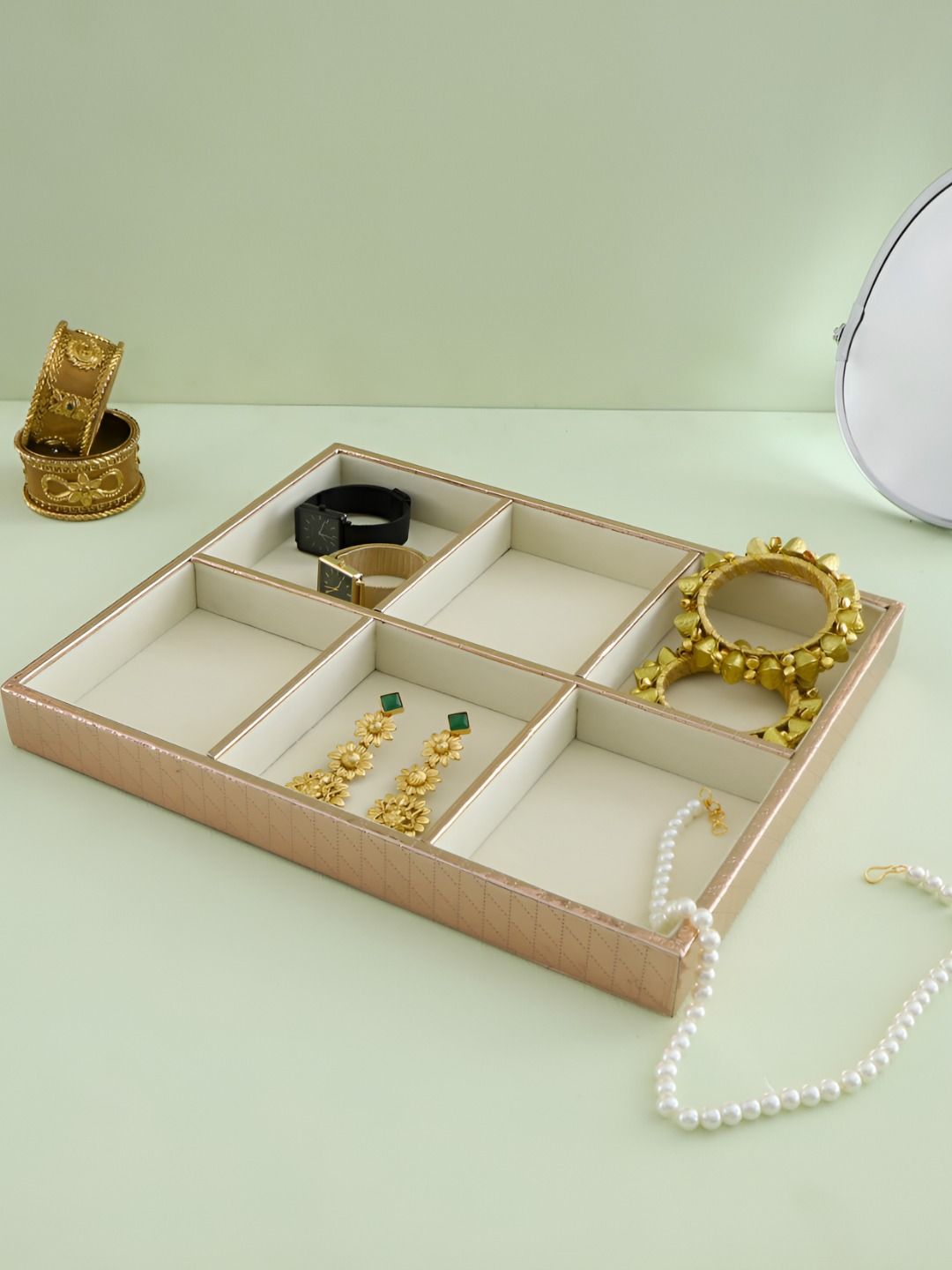 THE HOME CO. Copper Toned & White Textured Jewellery Organiser