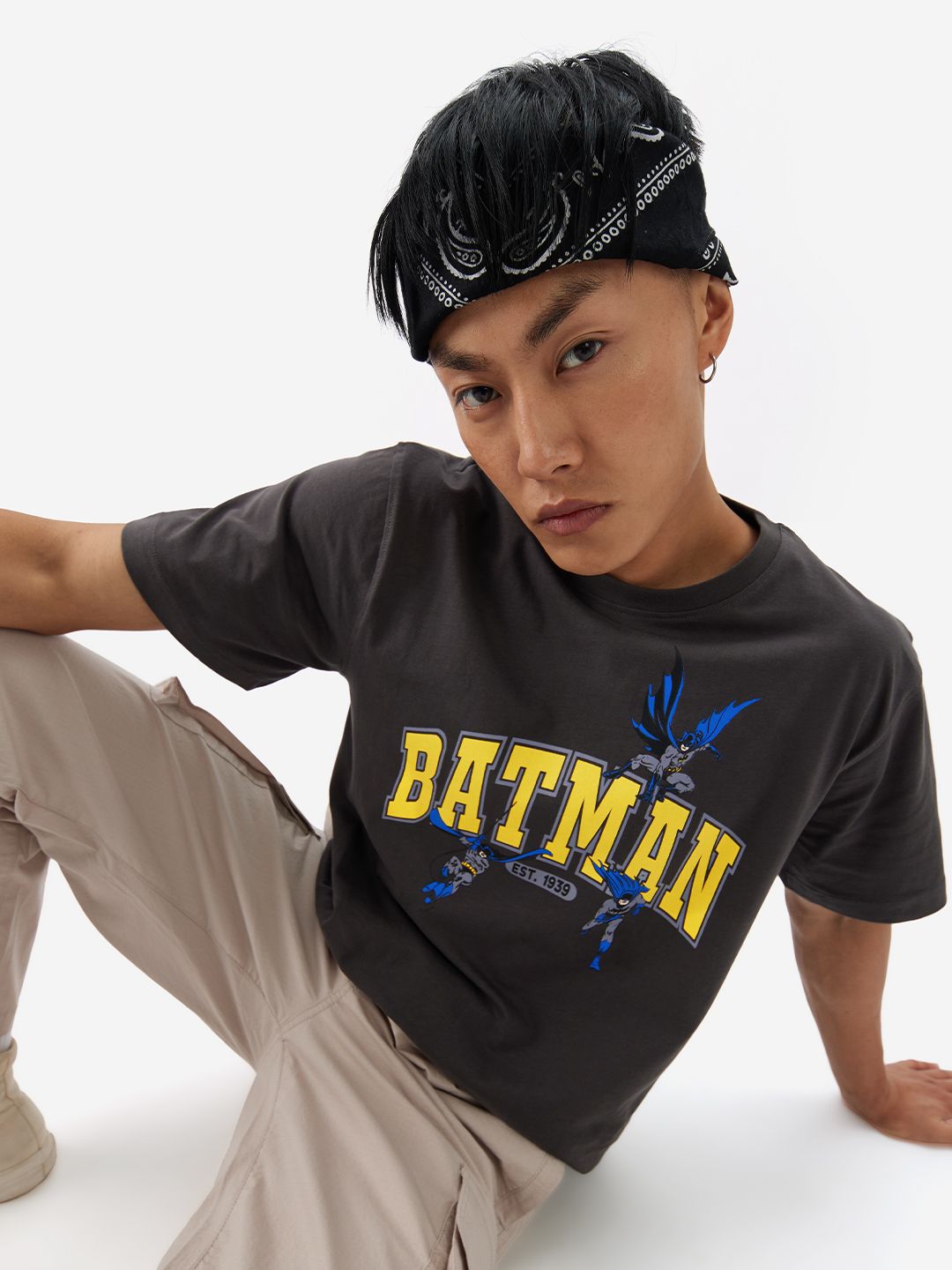 The Souled Store Men Typography Batman Printed Pure Cotton T-shirt
