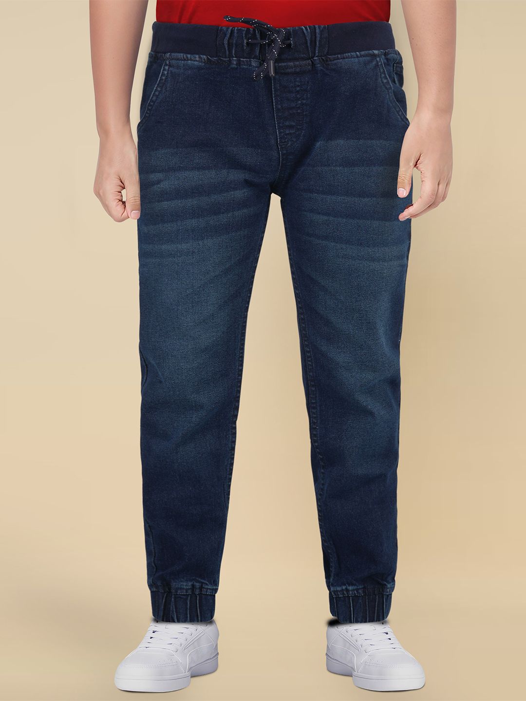 Allen Solly Junior Boys Mid-Rise Jogger Low Distress Jeans
