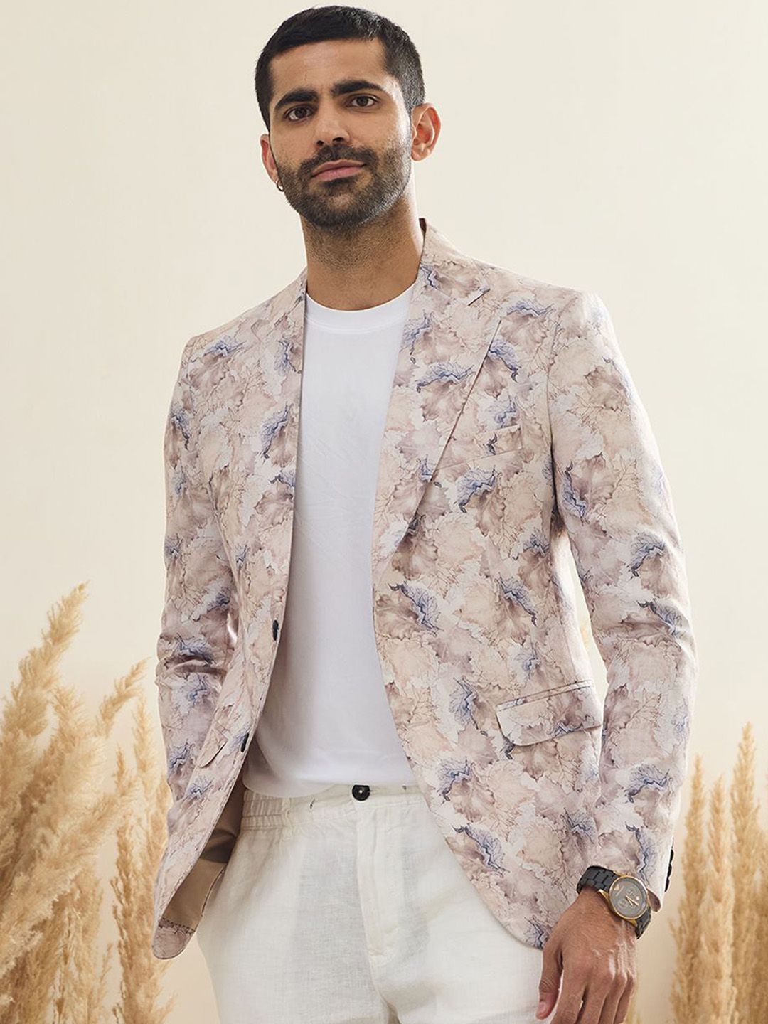 MR BUTTON Men Printed Single Breasted Blazers