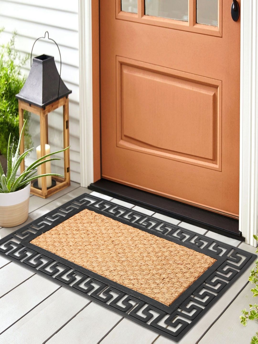 Home Centre Black & Brown  Rubber & Coir Indoor Doormats
