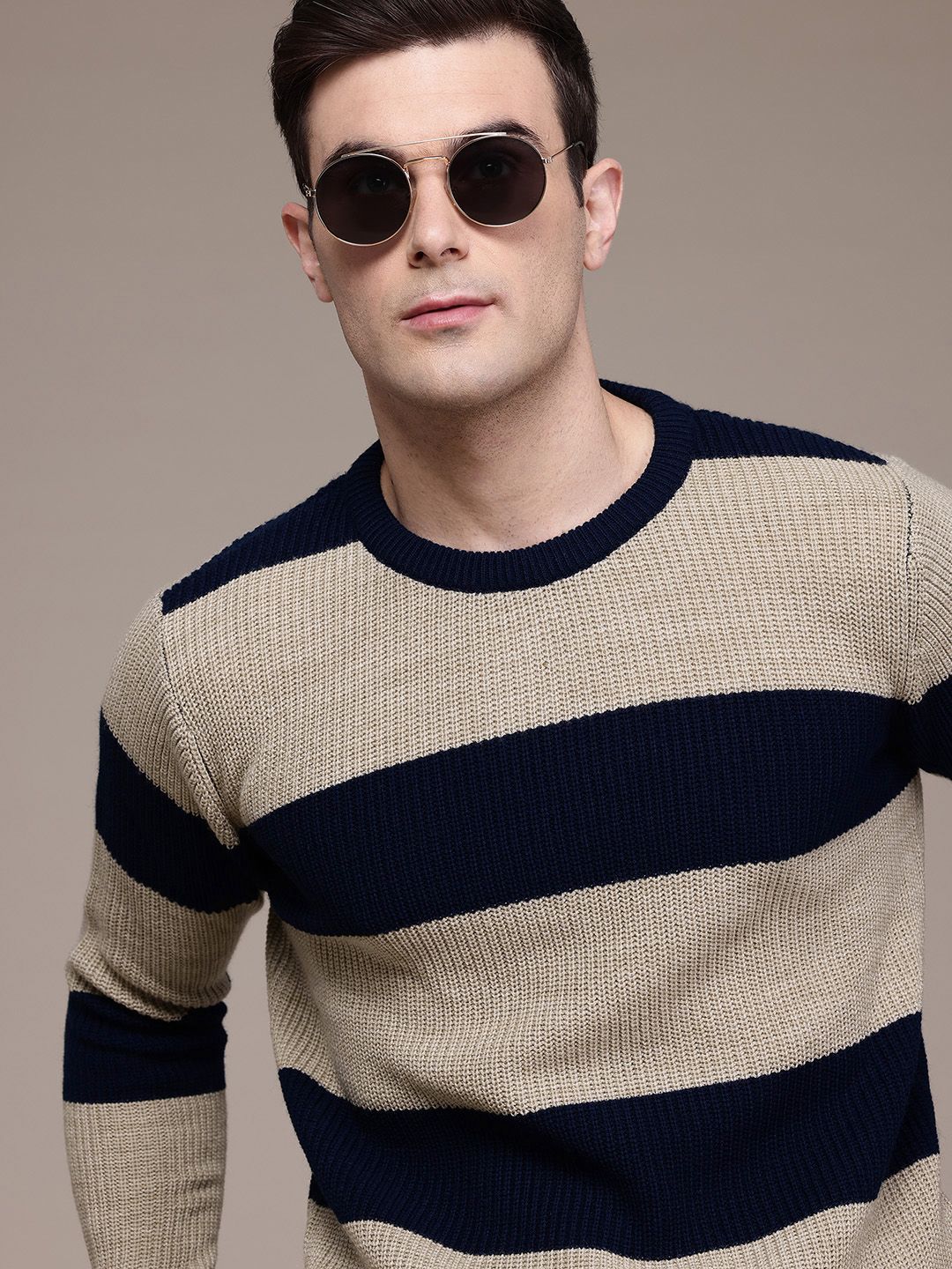 The Roadster Lifestyle Co. Knitted Striped Pullover