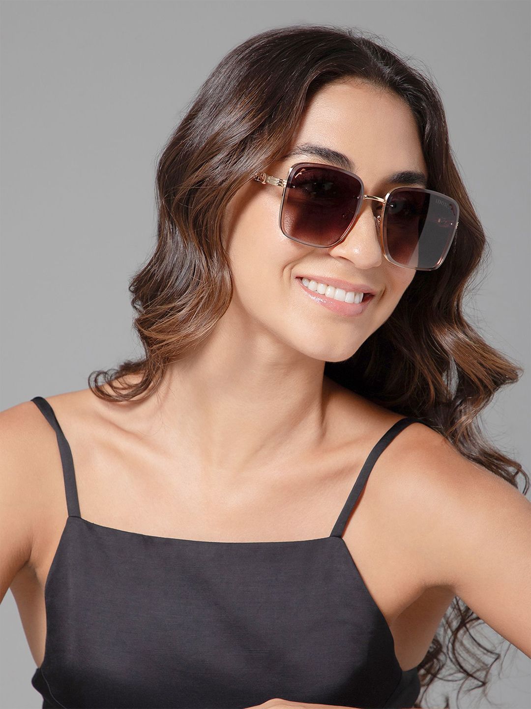 IDOR Unisex Square Sunglasses with UV Protected Lens IDOR-2479-BRW