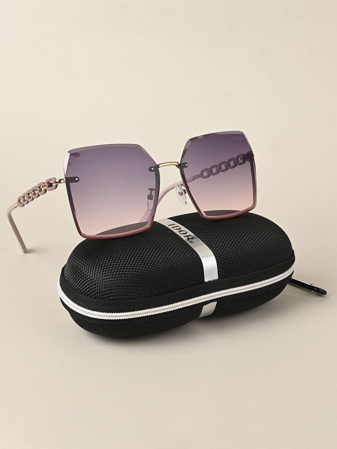 IDOR Unisex Square Sunglasses with UV Protected Lens IDOR-2515-PNK