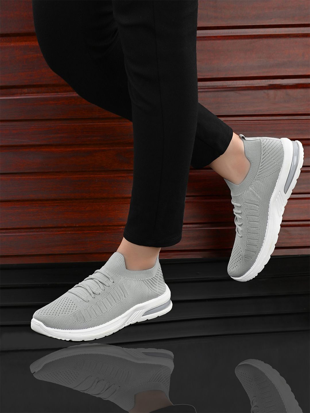 Layasa Women Woven Design Mesh Slip-On Sneakers