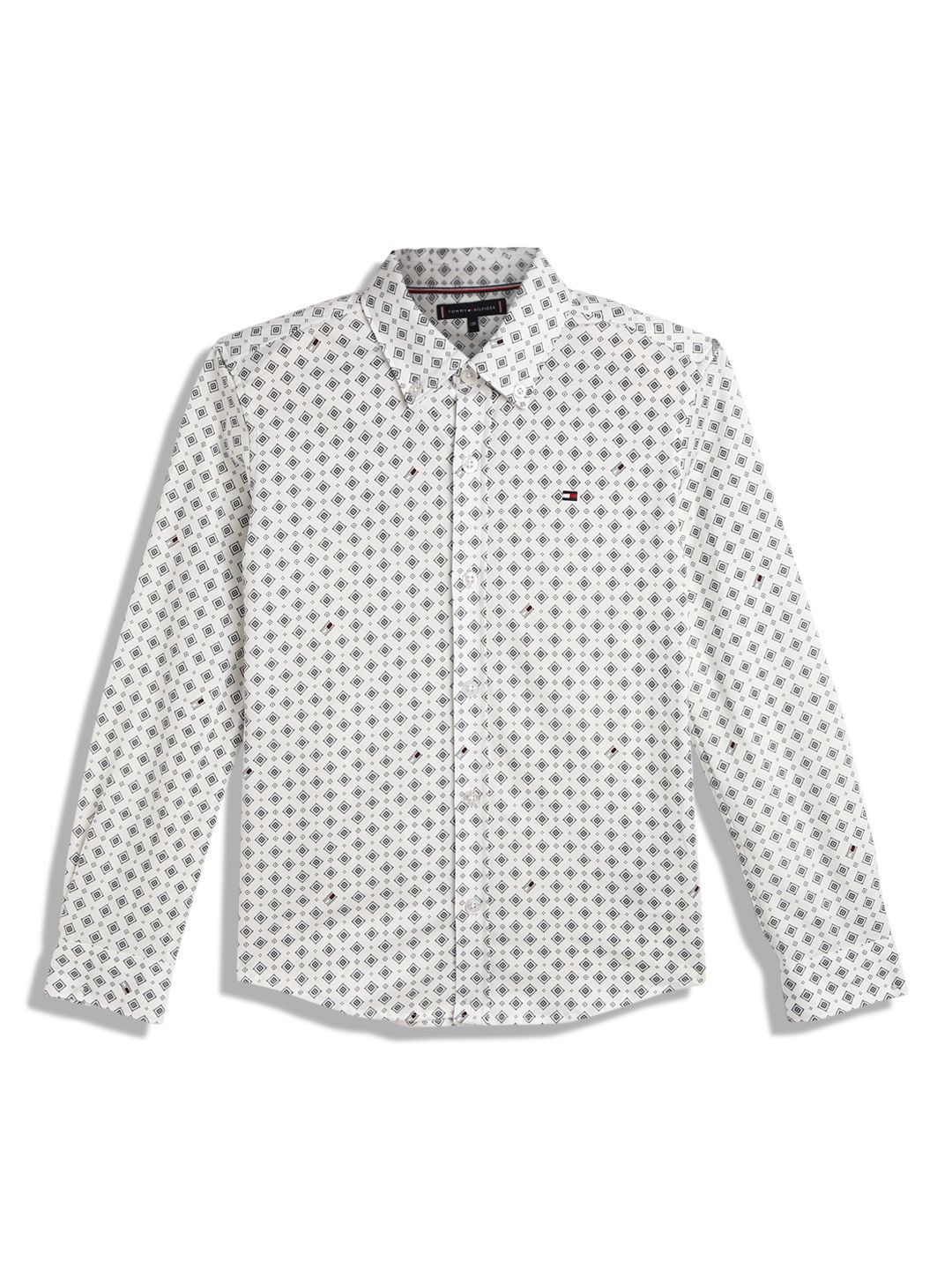 Tommy Hilfiger Boys Geometric Printed Spread Collar Pure Cotton Casual Shirt