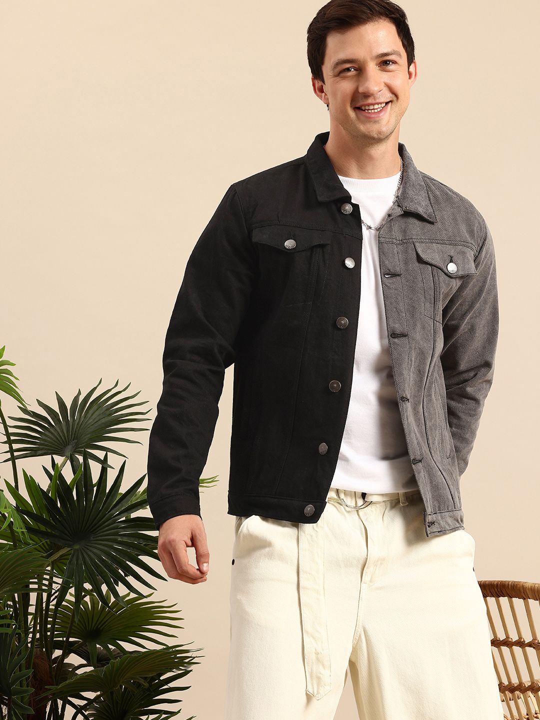 Mast & Harbour Pure Cotton Colourblocked Denim Jacket