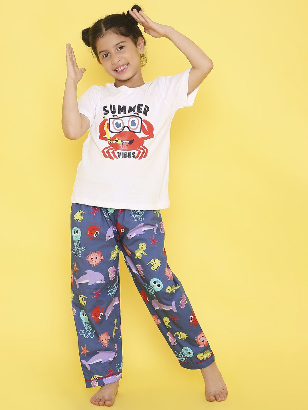 Knitting Doodles Unisex Kids Printed Night suit