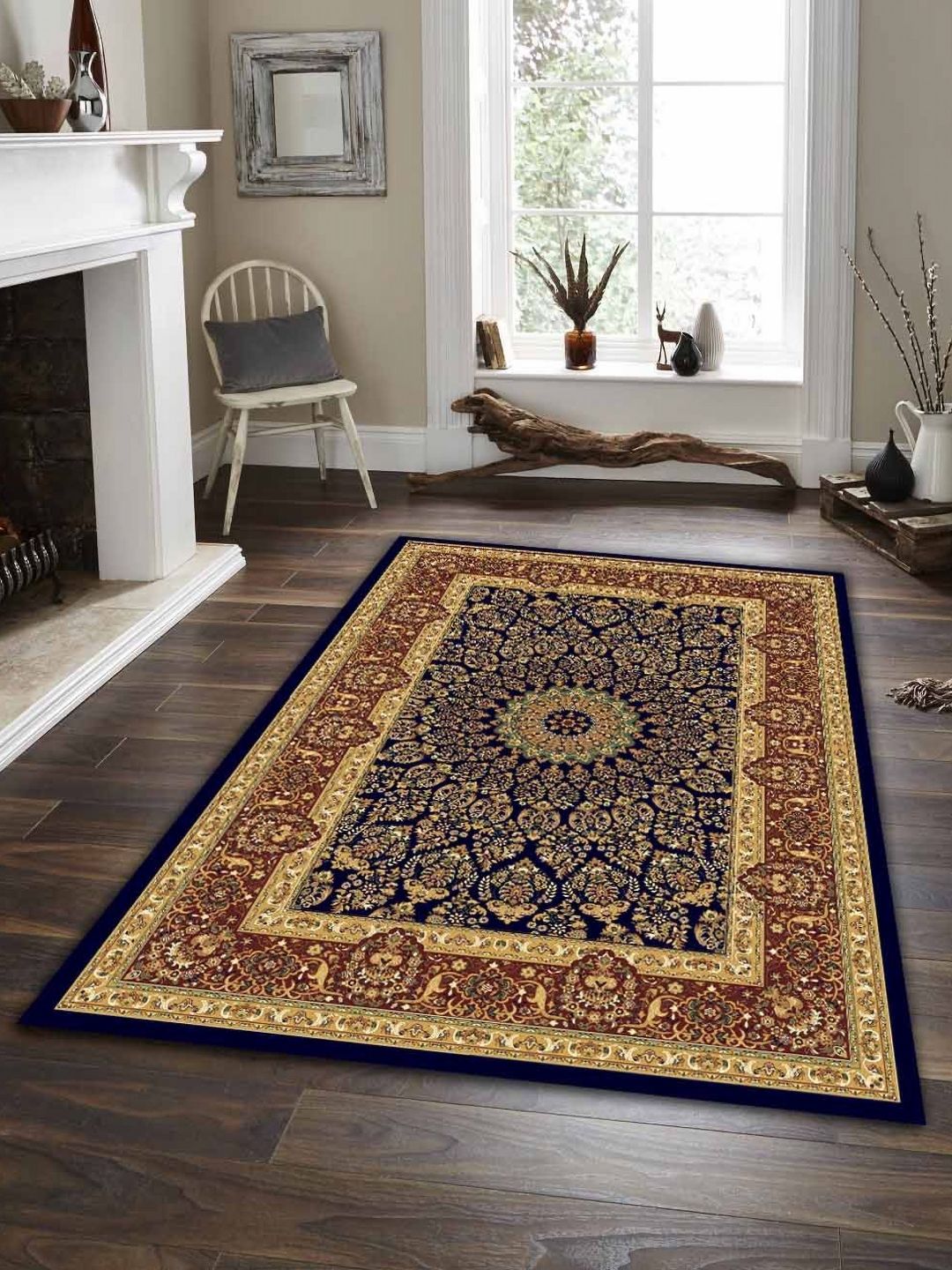Sparrow world Multicoloured Bohemian Anti-Skid Polyester Carpet