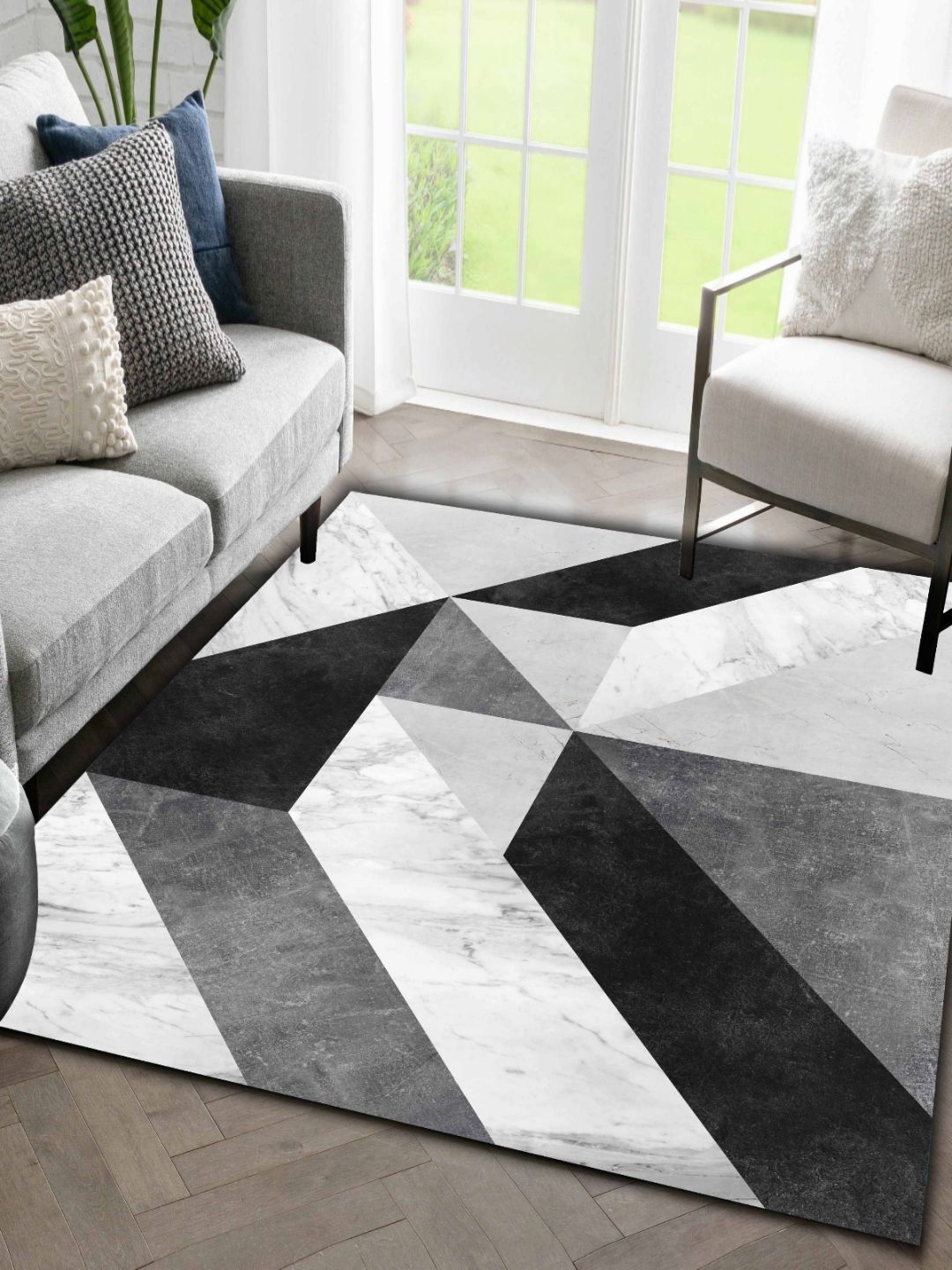 Sparrow world Red Bohemian Anti-Skid Polyester Carpet