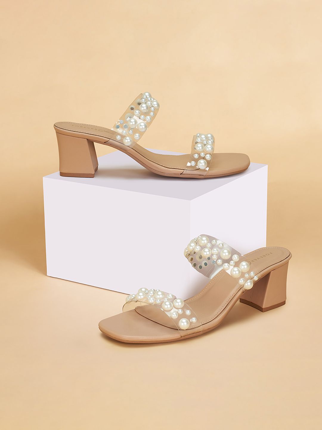 Forever Glam by Pantaloons Embellished Open Toe Block Heels