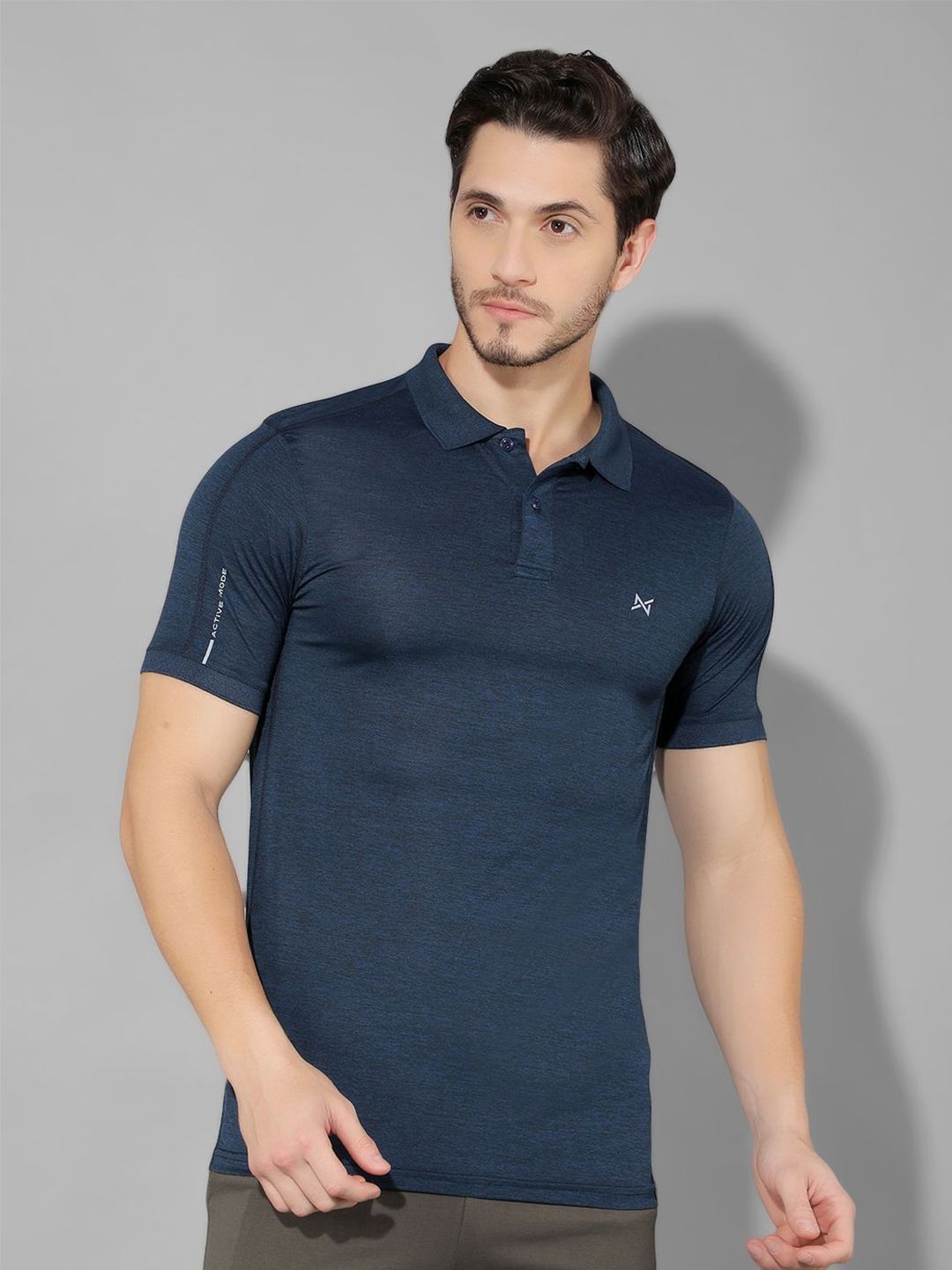 Force NXT Men Anti Odour Solid Polo Collar Training or Gym T-shirt