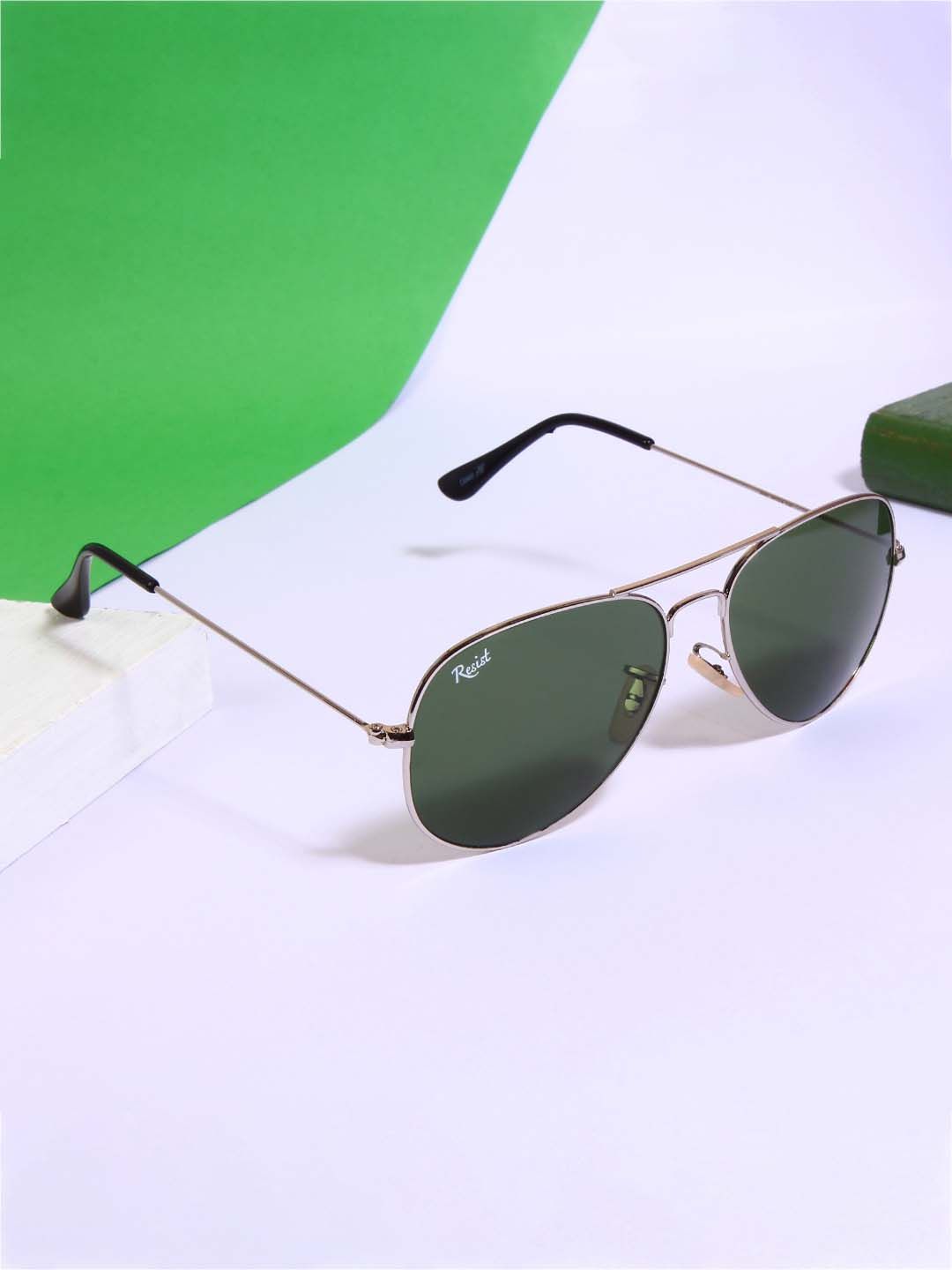 RESIST EYEWEAR Unisex Aviator Sunglasses with UV Protected Lens AIRCRAFTS SILVER GREEN1