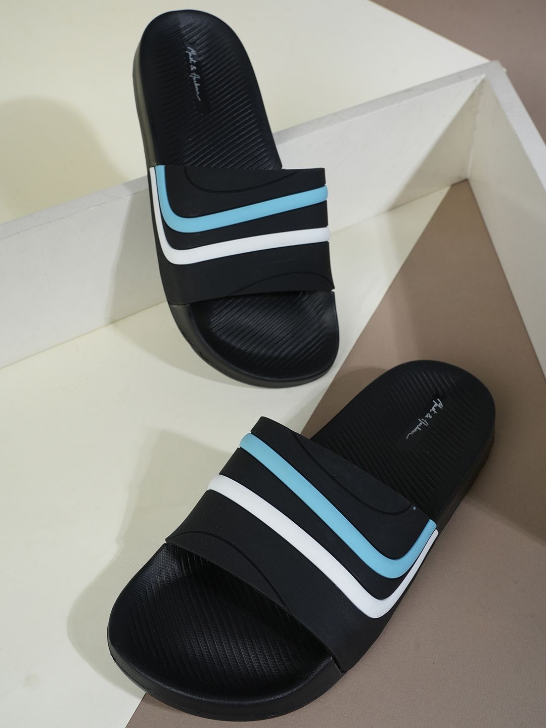 Mast & Harbour Men Black Rubber Sliders