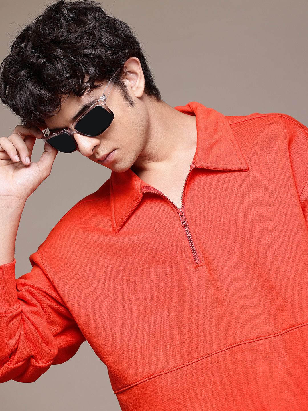 Buy The Roadster Lifestyle Co. Half Zipper Relaxed Polo Sweatshirt