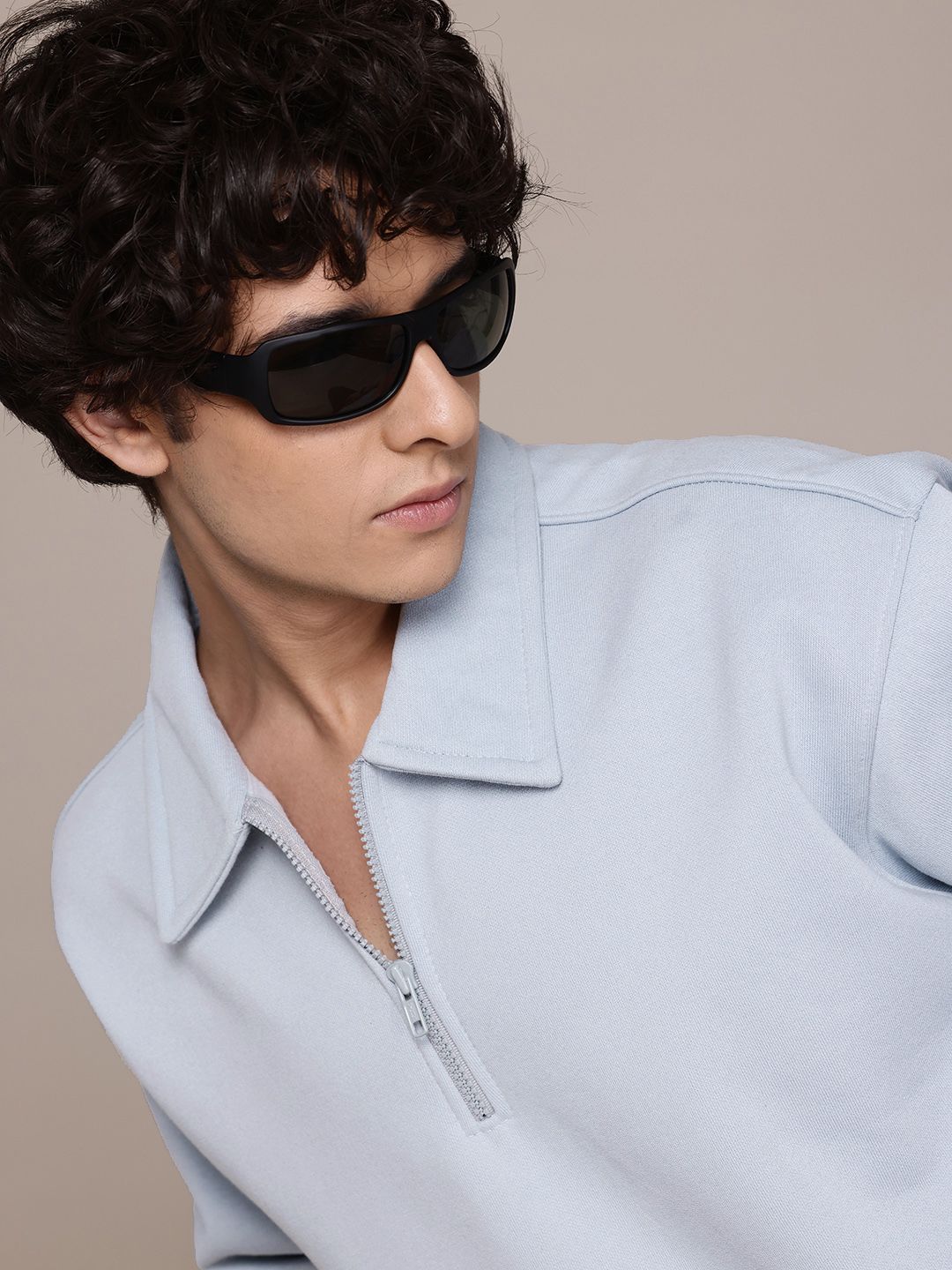 Roadster The Lifestyle Co. Shirt Collar Relaxed Fit Sweatshirt