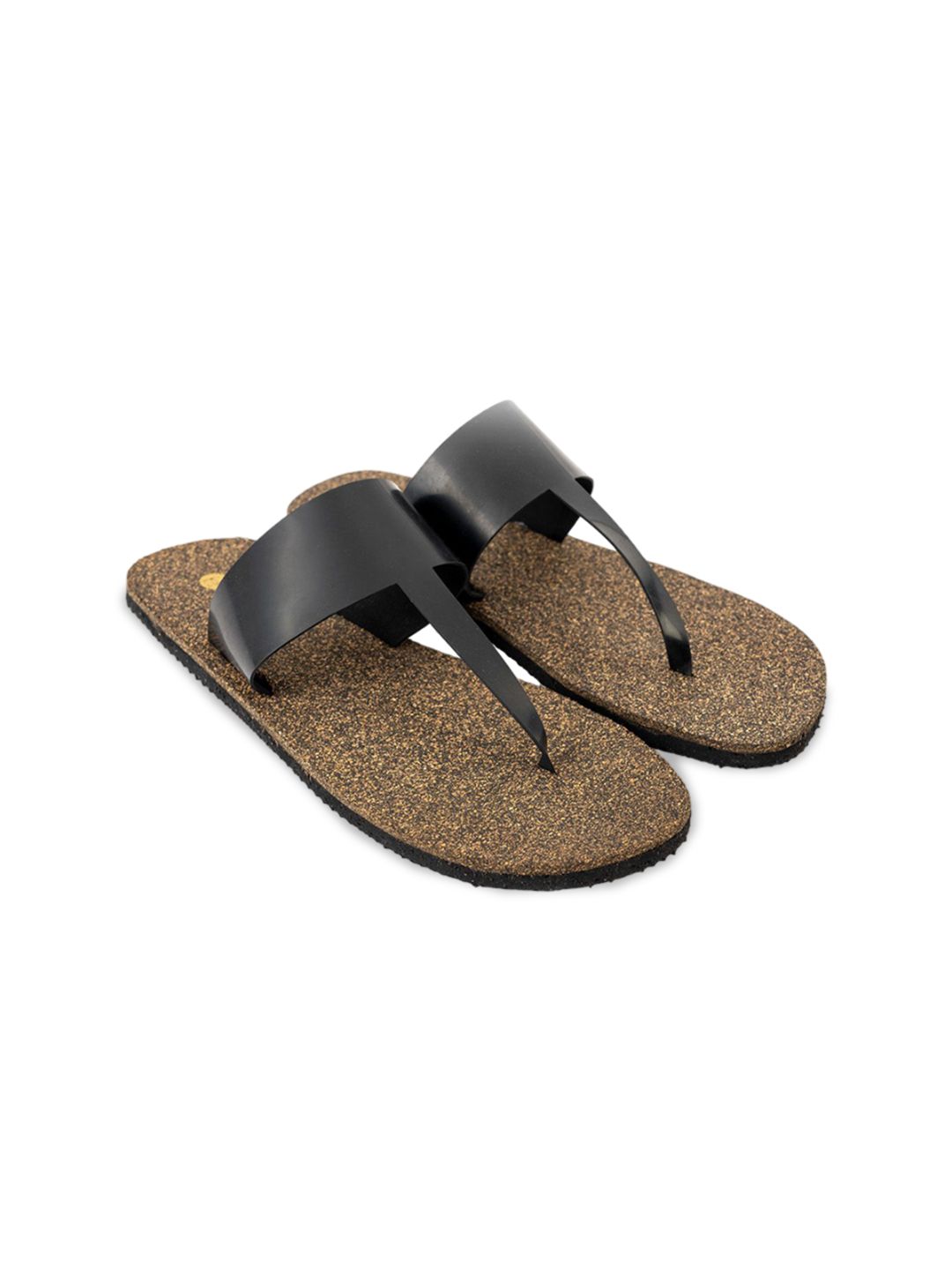 Paaduks Women Eso Thong-Strap Cork Black Slides