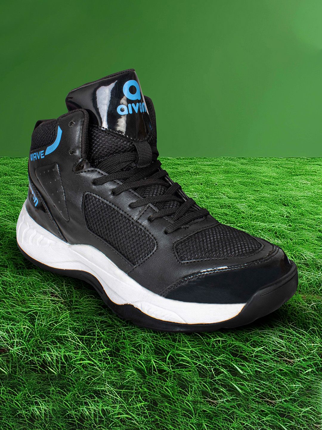 Aivin Men Black And Blue Wave Basketball Shoes