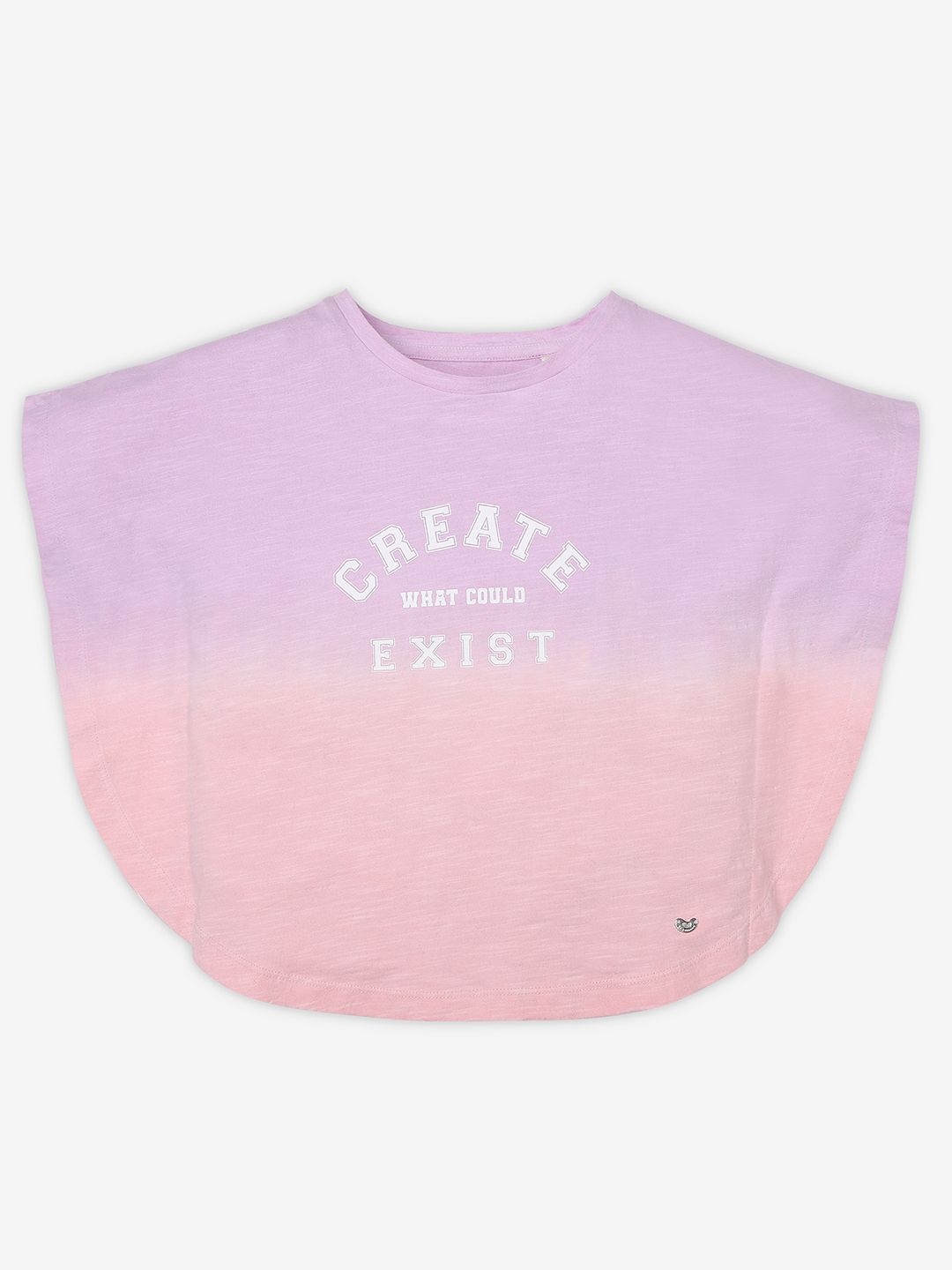 Ed-a-Mamma Girls Typography Dyed Bio Finish Applique T-shirt