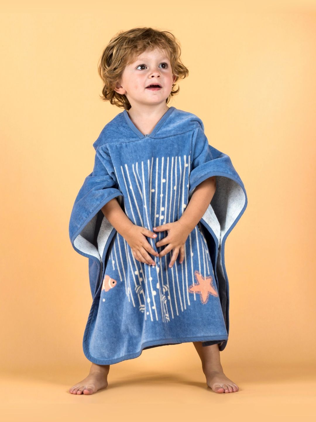 Nabaiji By Decathlon Blue & White Printed Cotton Bath Robe