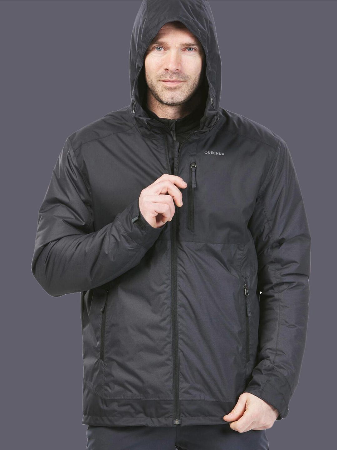 Decathlon Quechua - Men Black NH500 Waterproof Hiking Jackets