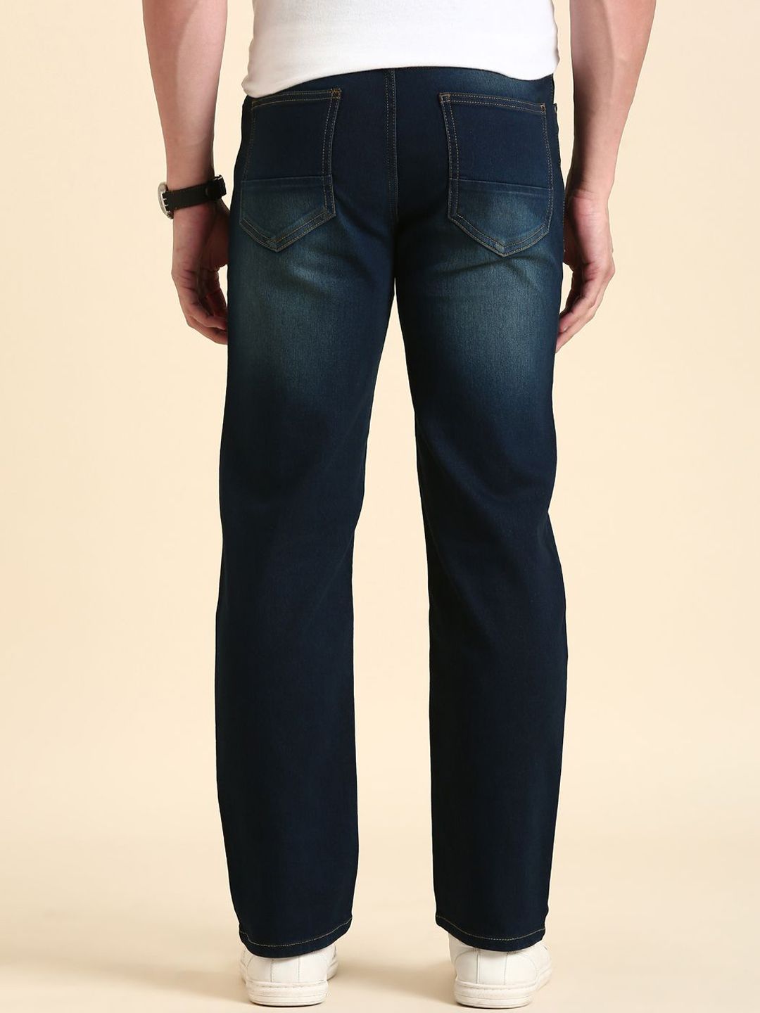 Buy The Roadster Lifestyle Co. Men Navy Blue Light Fade Straight