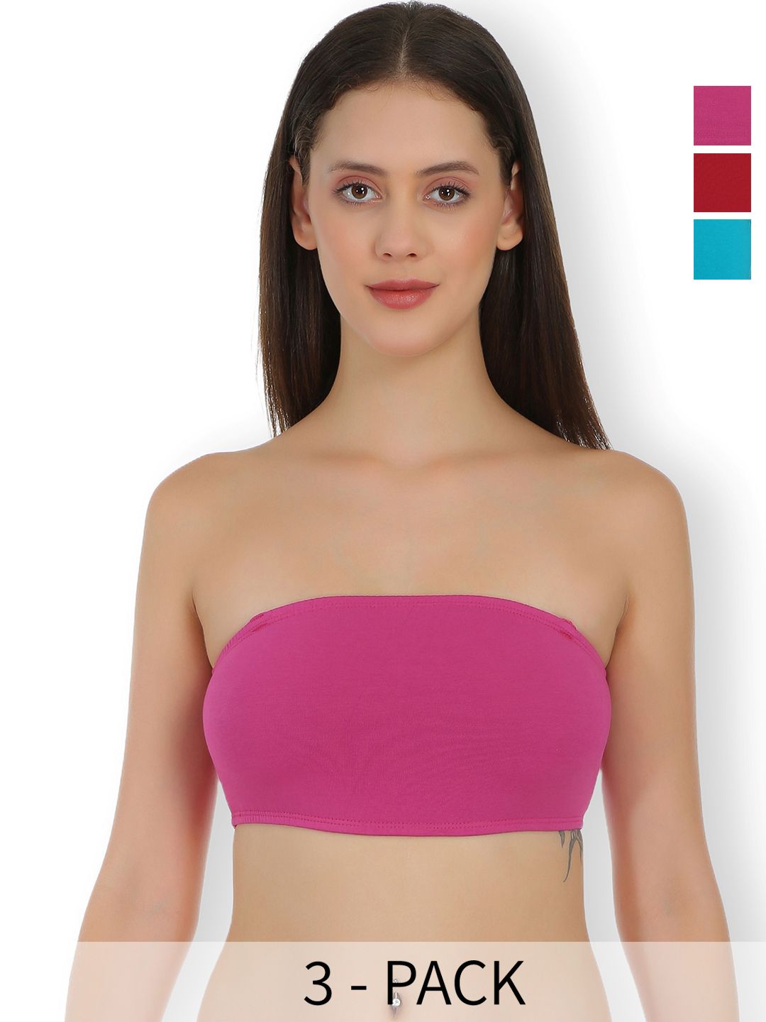 SELFCARE Pack Of 3 Bandeau Non Padded Seamless All Day Comfort Bras