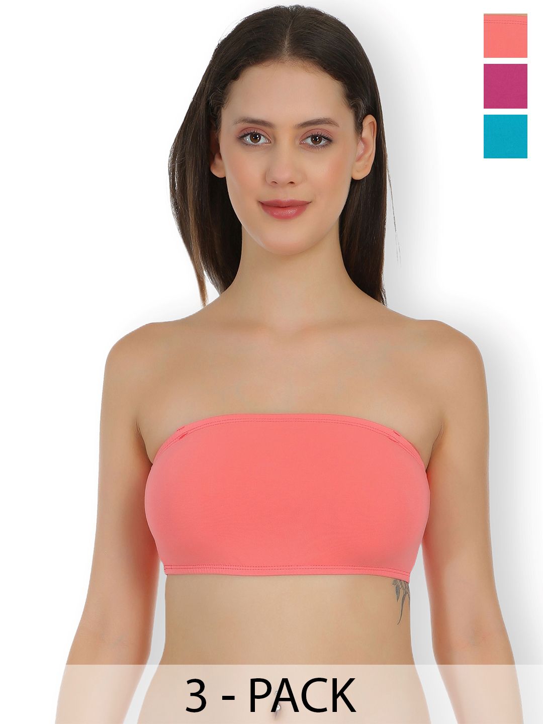 SELFCARE Pack Of 3 Seamless Bandeau Bras With All Day Comfort