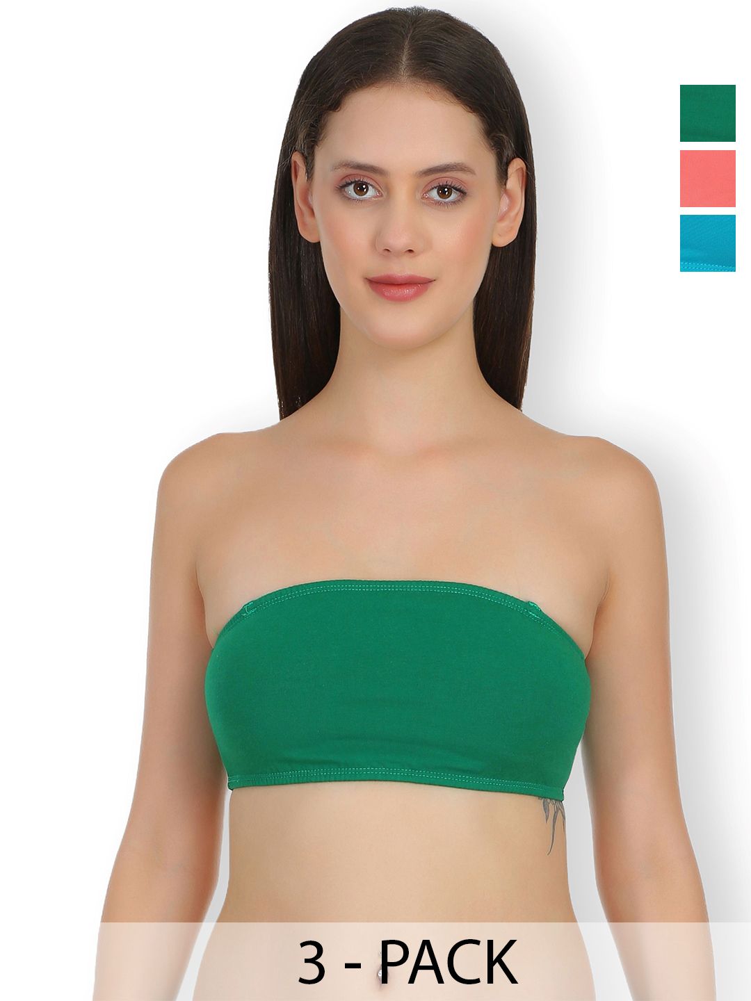 SELFCARE Pack Of 3 Full Coverage Non Padded Bandeau Bra With All Day Comfort