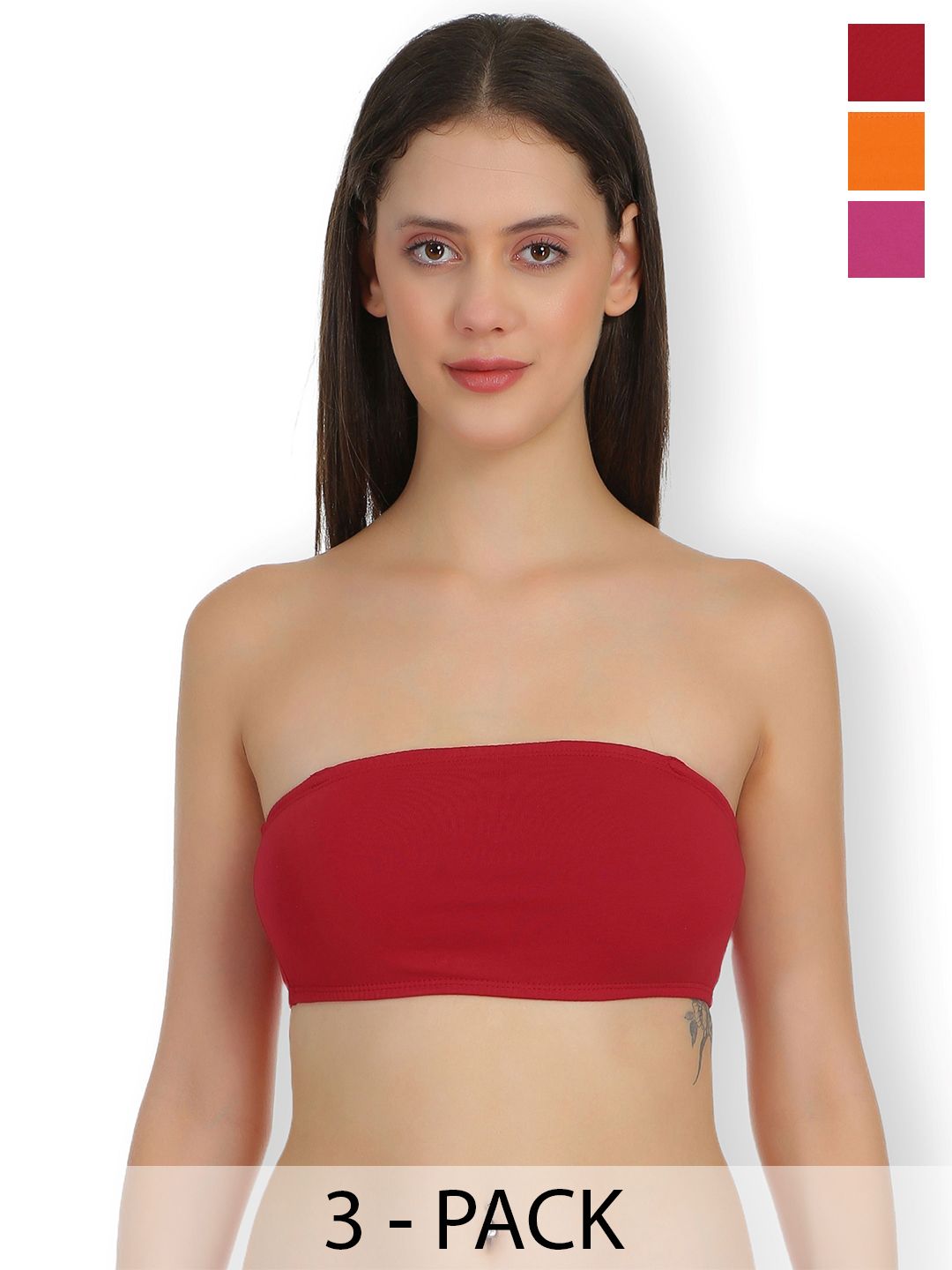 SELFCARE Pack Of 3 Full Coverage Non Padded Bandeau Bra With All Day Comfort