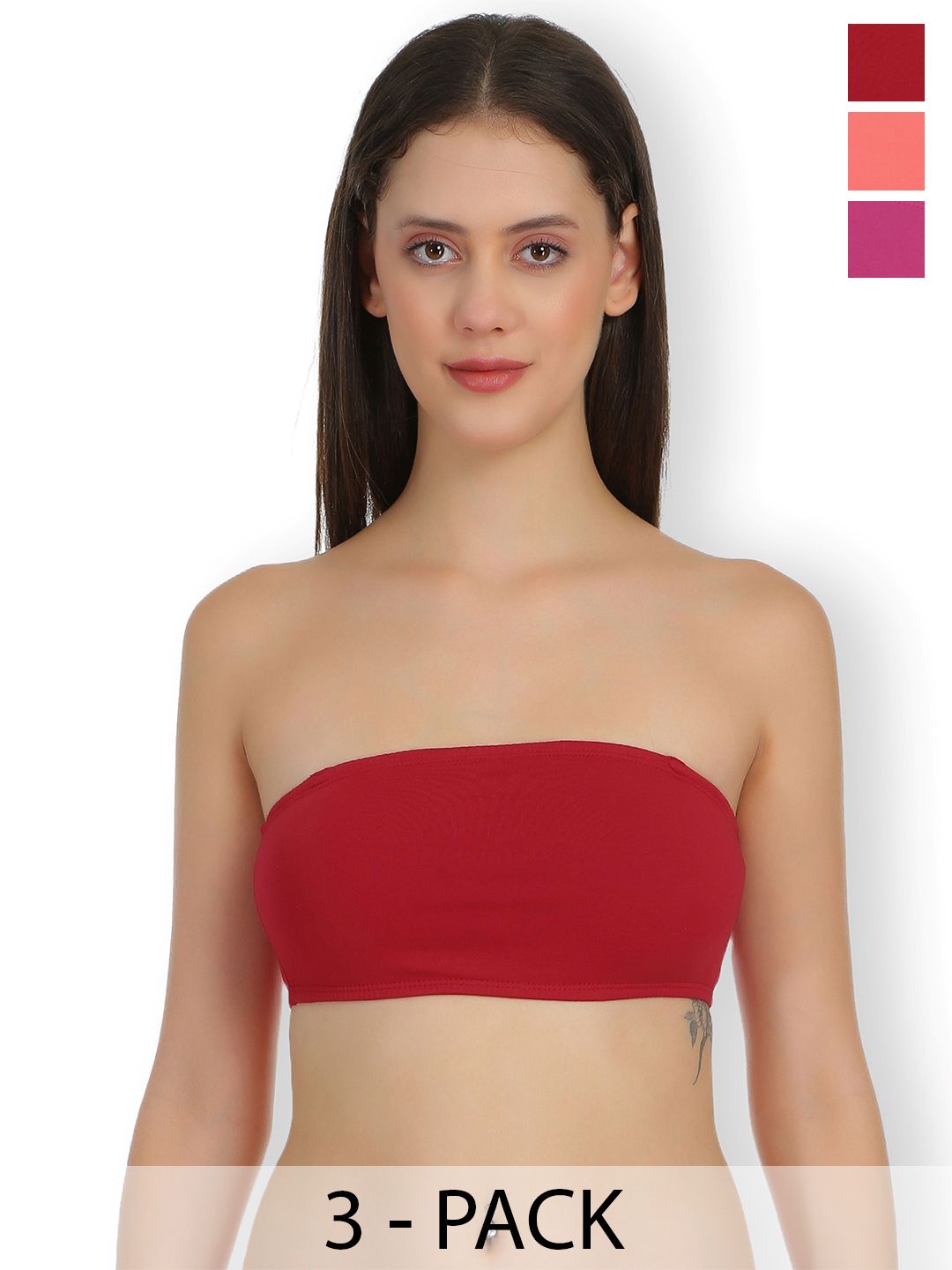 SELFCARE Pack Of 3 Full Coverage Non Padded Bandeau Bra With All Day Comfort