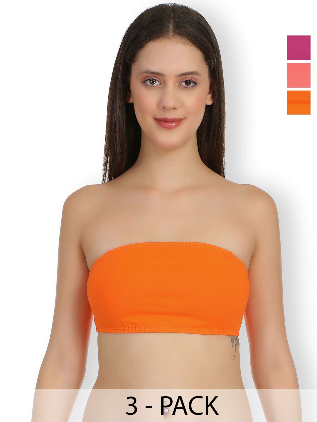 SELFCARE Pack Of 3 Full Coverage Strapless Bandeau Bra With All Day Comfort