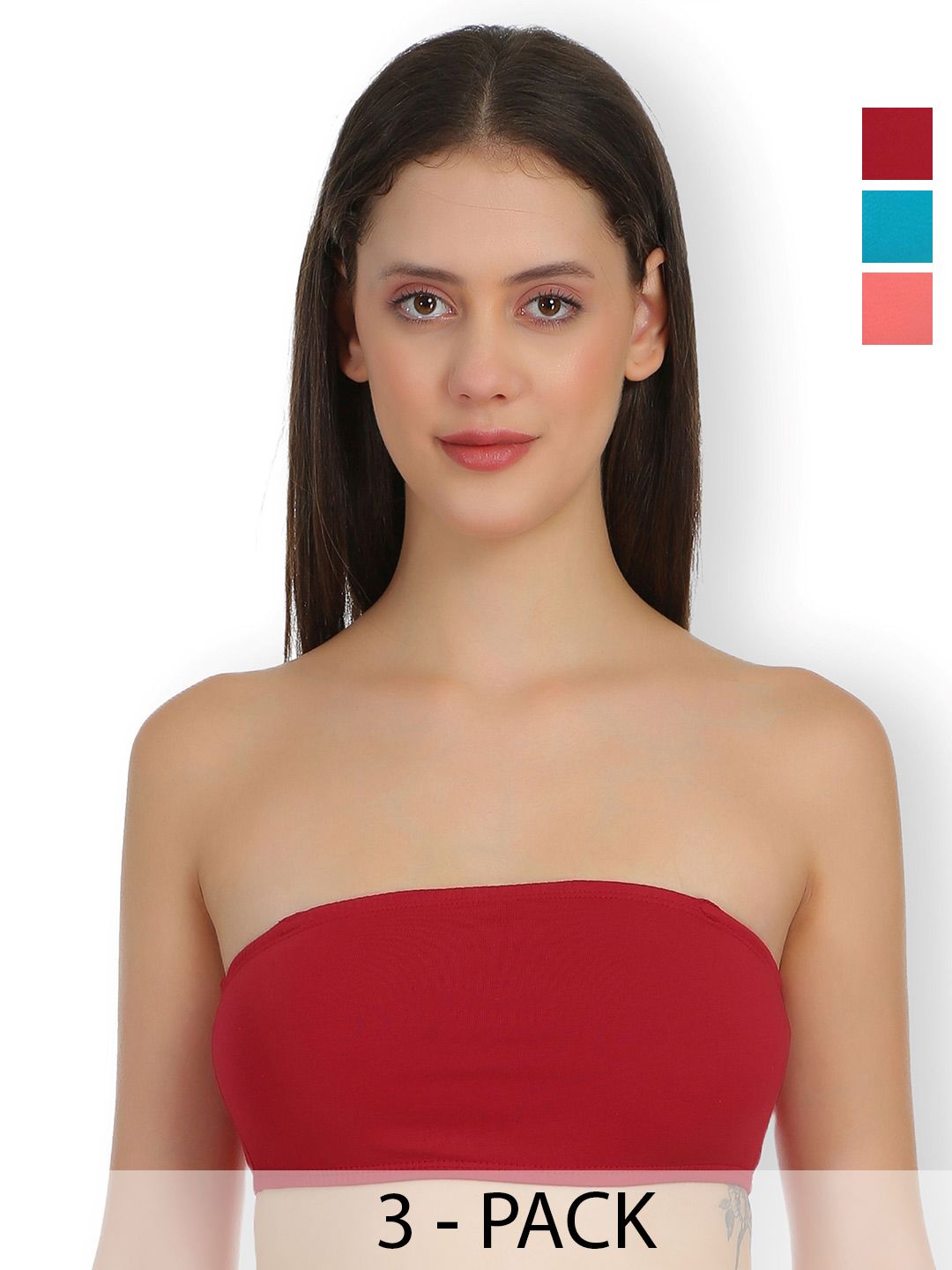 SELFCARE Pack Of 3 Full Coverage Non Padded Bandeau Bra With All Day Comfort