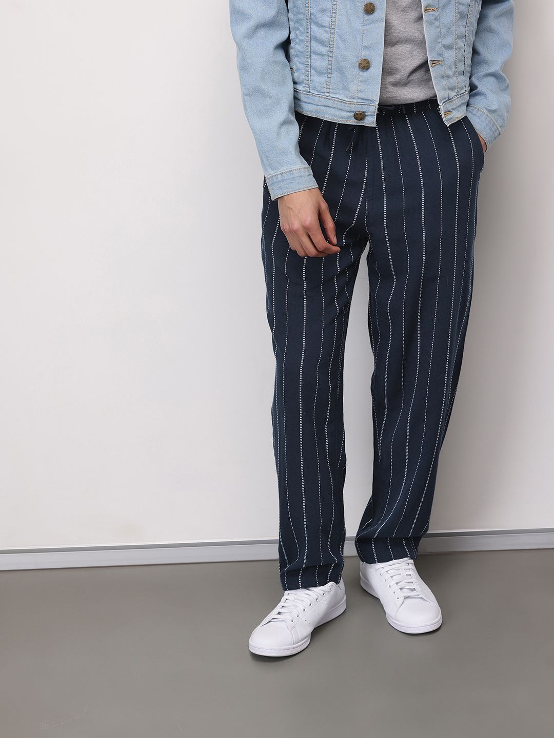 Buy ether Zen Men Striped Cotton Linen Chinos Trousers - Trousers
