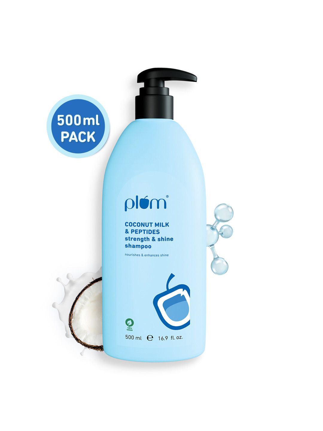 Plum Strength & Shine Shampoo with Coconut Milk & Peptides - 500 ml