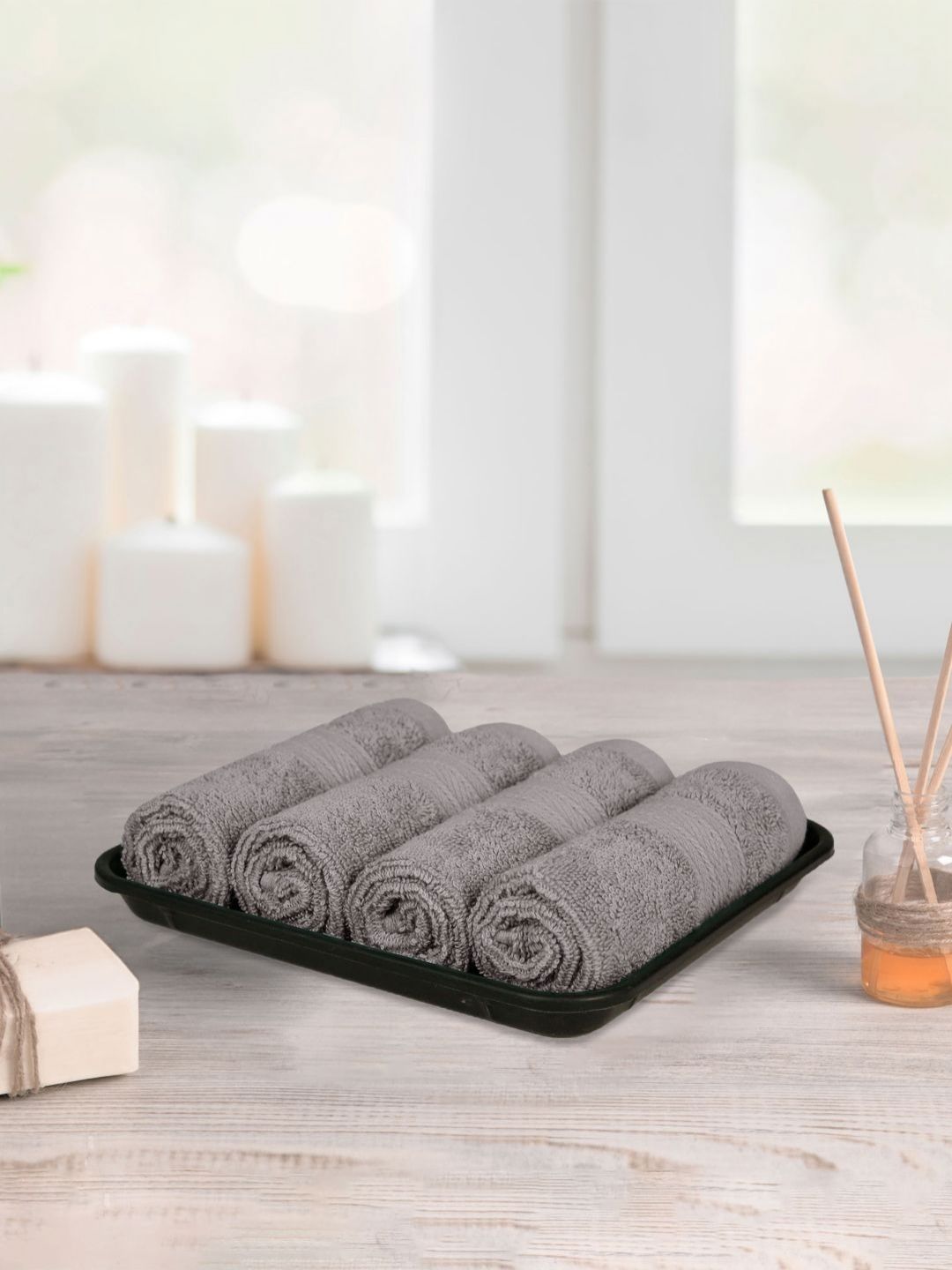 MYTRIDENT Charcoal 4 Pieces Cotton Soft Comfort 500 GSM Reversible Face Towel