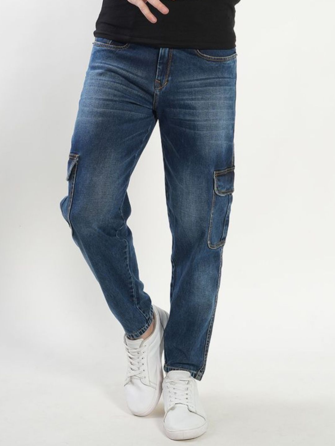 MM-21 Men Jean Highly Distressed Light Fade Printed Stretchable Jeans