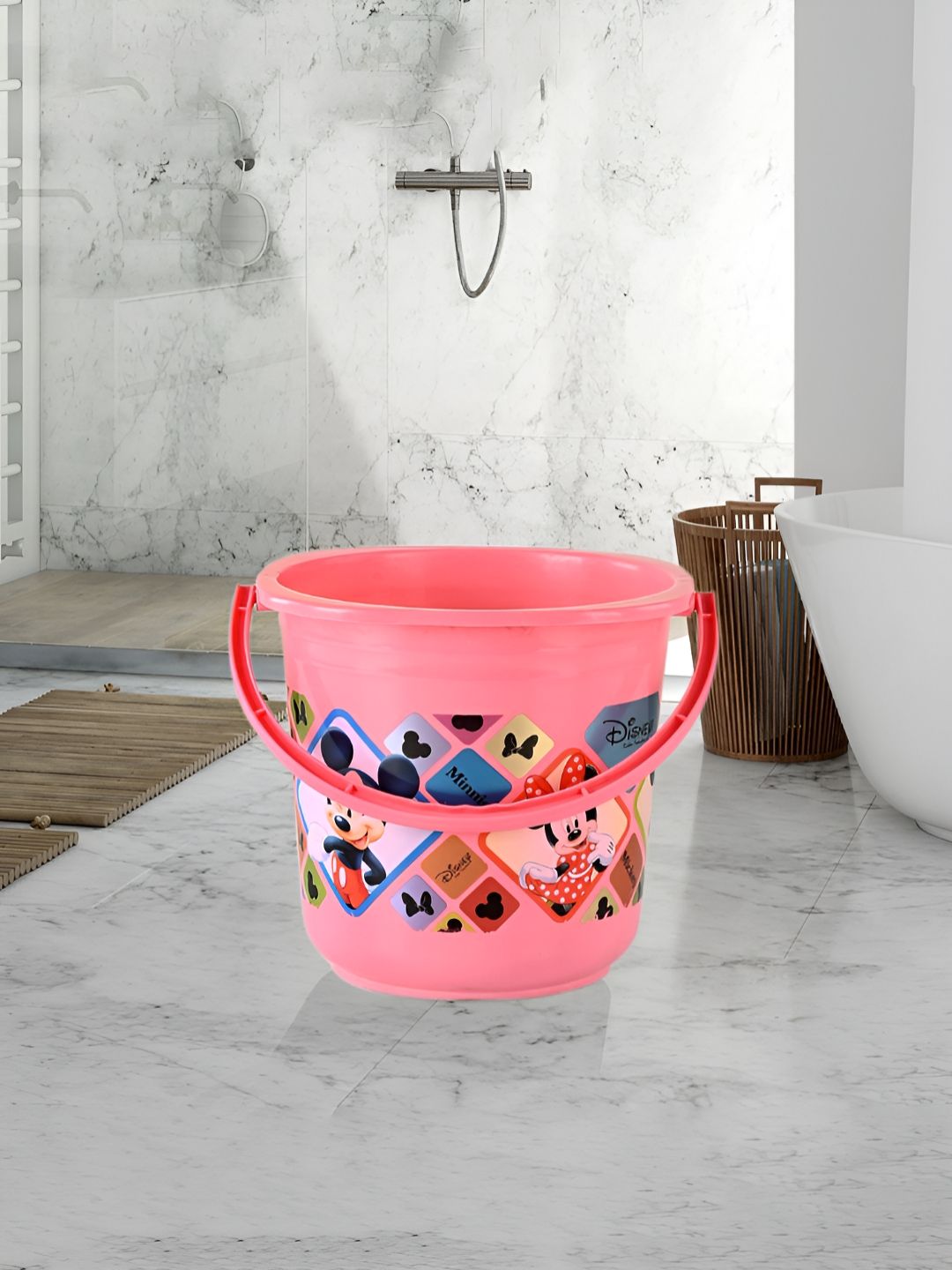 Kuber Industries Pink & Black 4 piece Abstract Plastic Bath Accessories Set