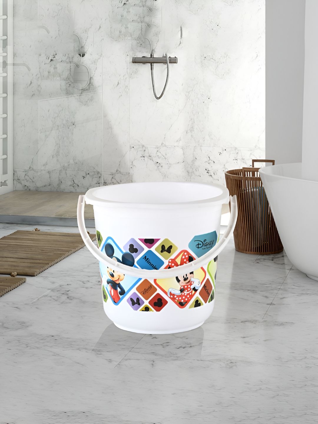 Kuber Industries White & Red 3 piece Abstract Plastic Bath Accessories Set