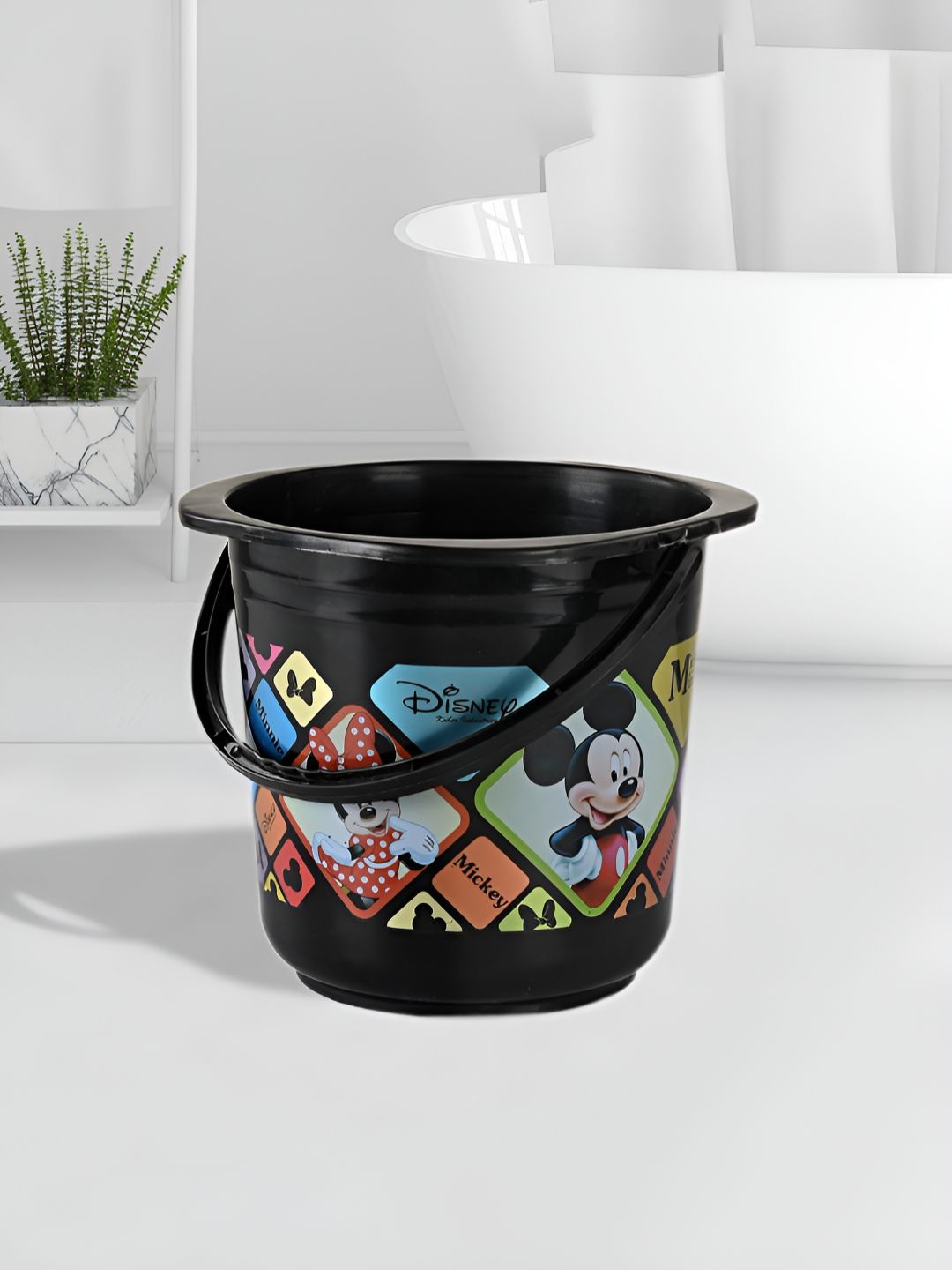 Kuber Industries Black & Blue Geometric Plastic Bath Accessories Set