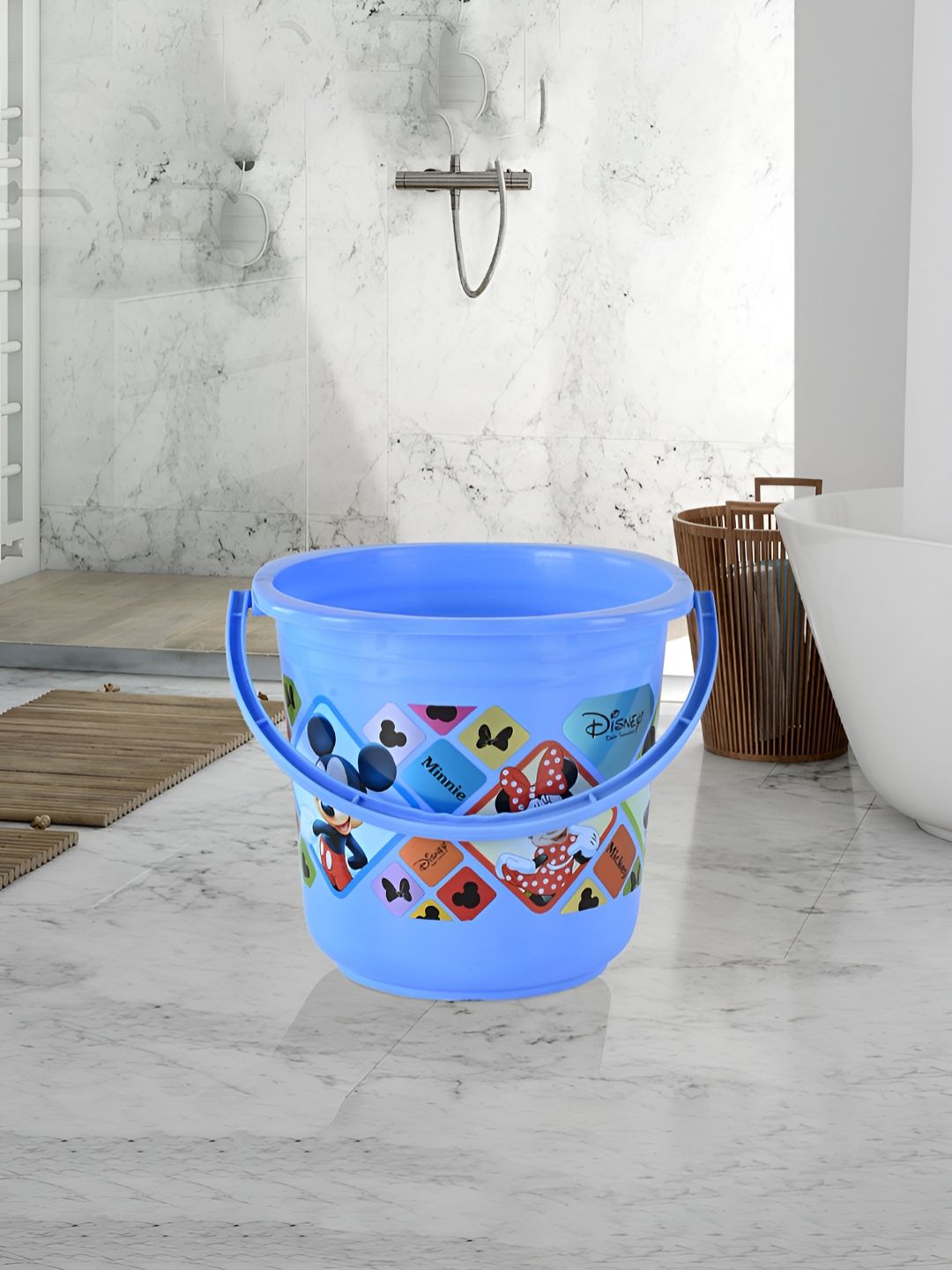 Kuber Industries Blue & Black 2 piece Geometric Plastic Bath Accessories Set
