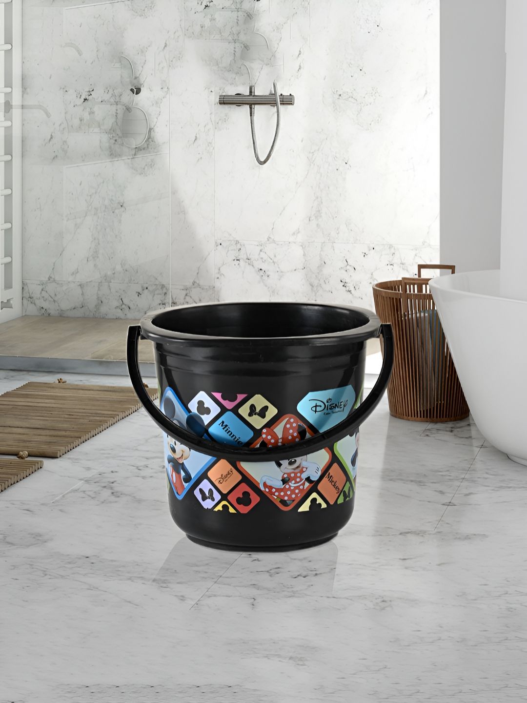 Kuber Industries White & Black 3 piece Abstract Plastic Bath Accessories Set
