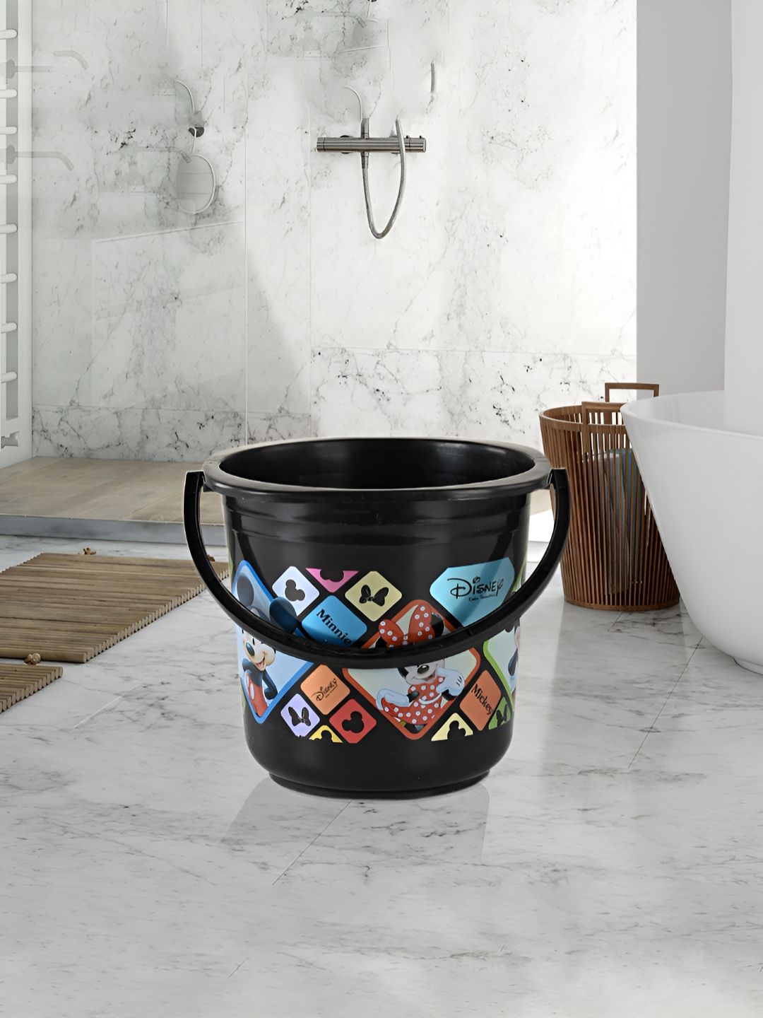 Kuber Industries Cream-Coloured & Black 3 piece Abstract Plastic Bath Accessories Set