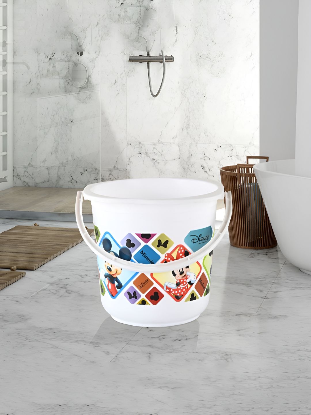 Kuber Industries White & Cream-Coloured 2 piece Abstract Plastic Bath Accessories Set