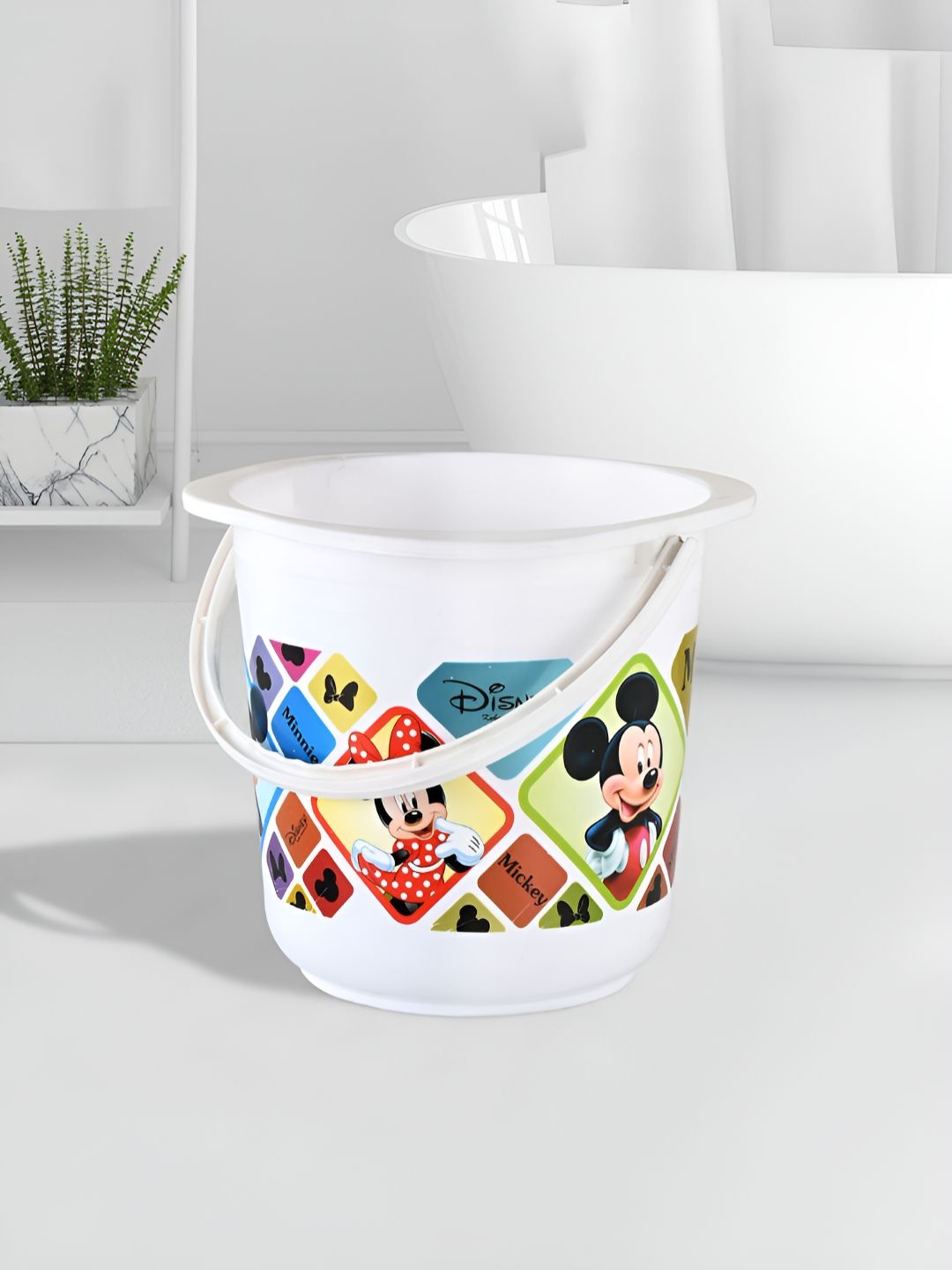 Kuber Industries White & Blue Geometric Plastic Bath Accessories Set