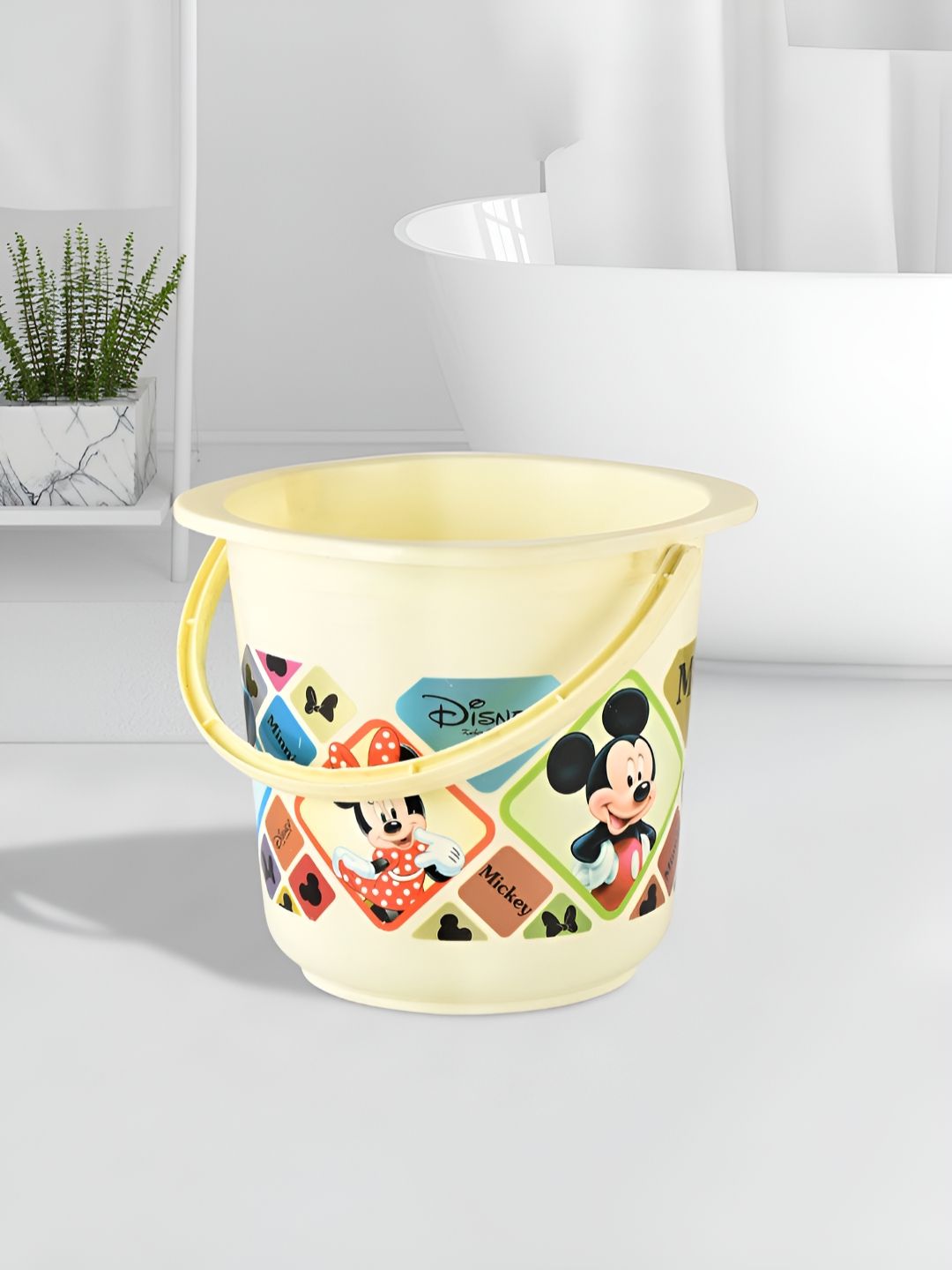 Kuber Industries Cream-Coloured & Red Abstract Plastic Bath Accessories Set